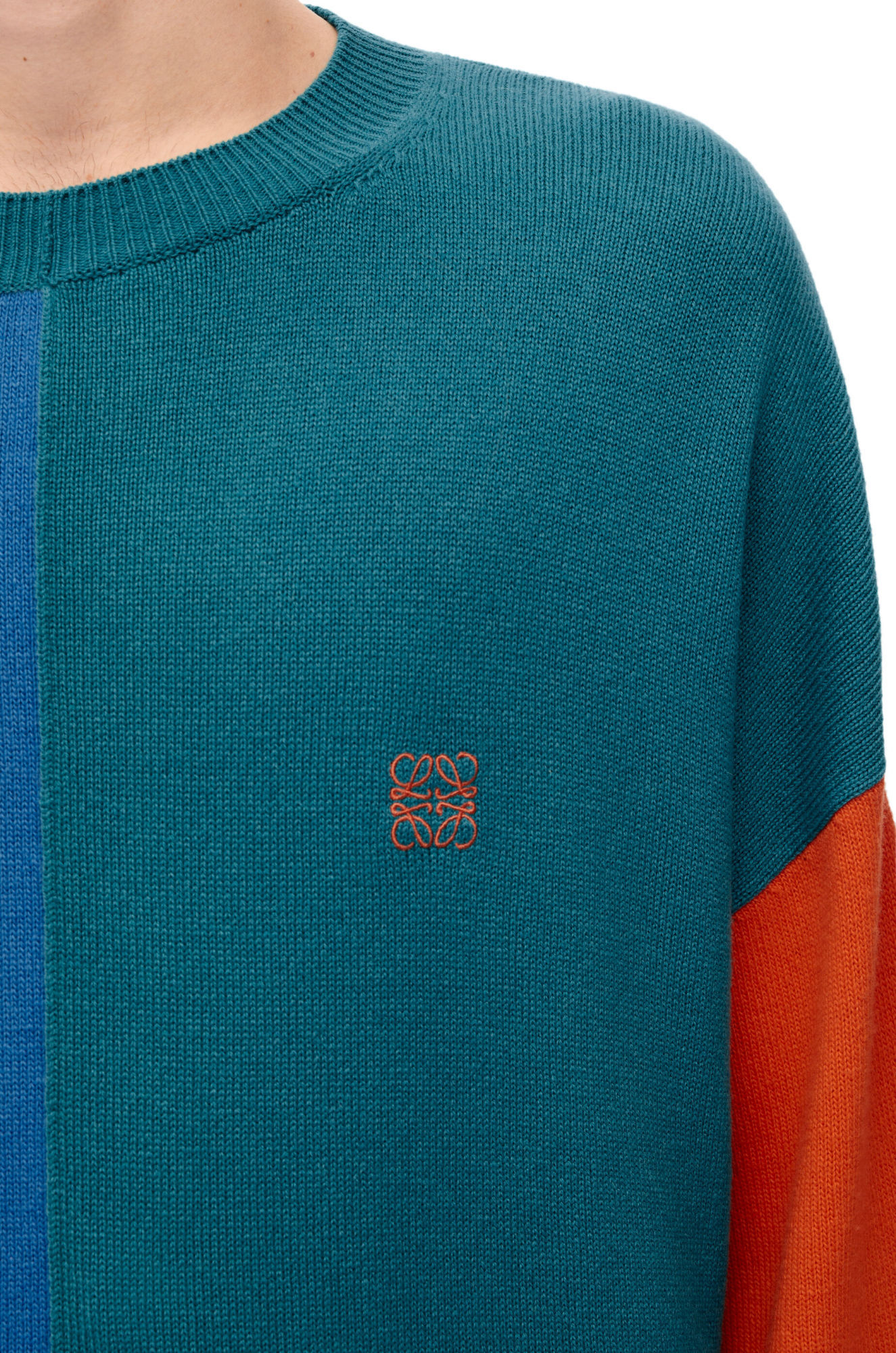 Loewe Asymmetric Colour-block Knitted Jumper In Green