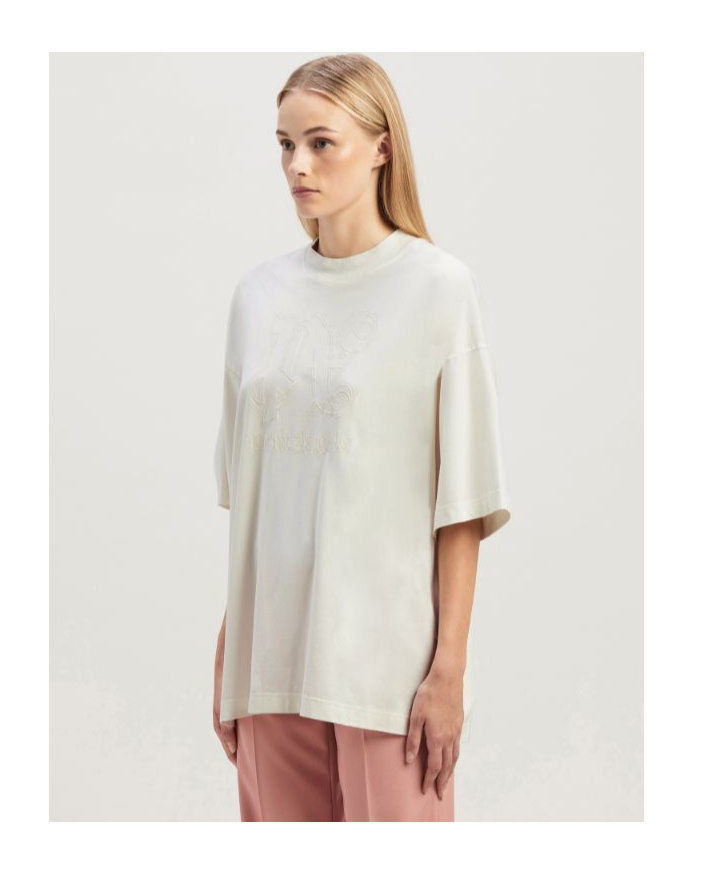 Palm Angels Monogram Embroidered Crewneck T-shirt In White