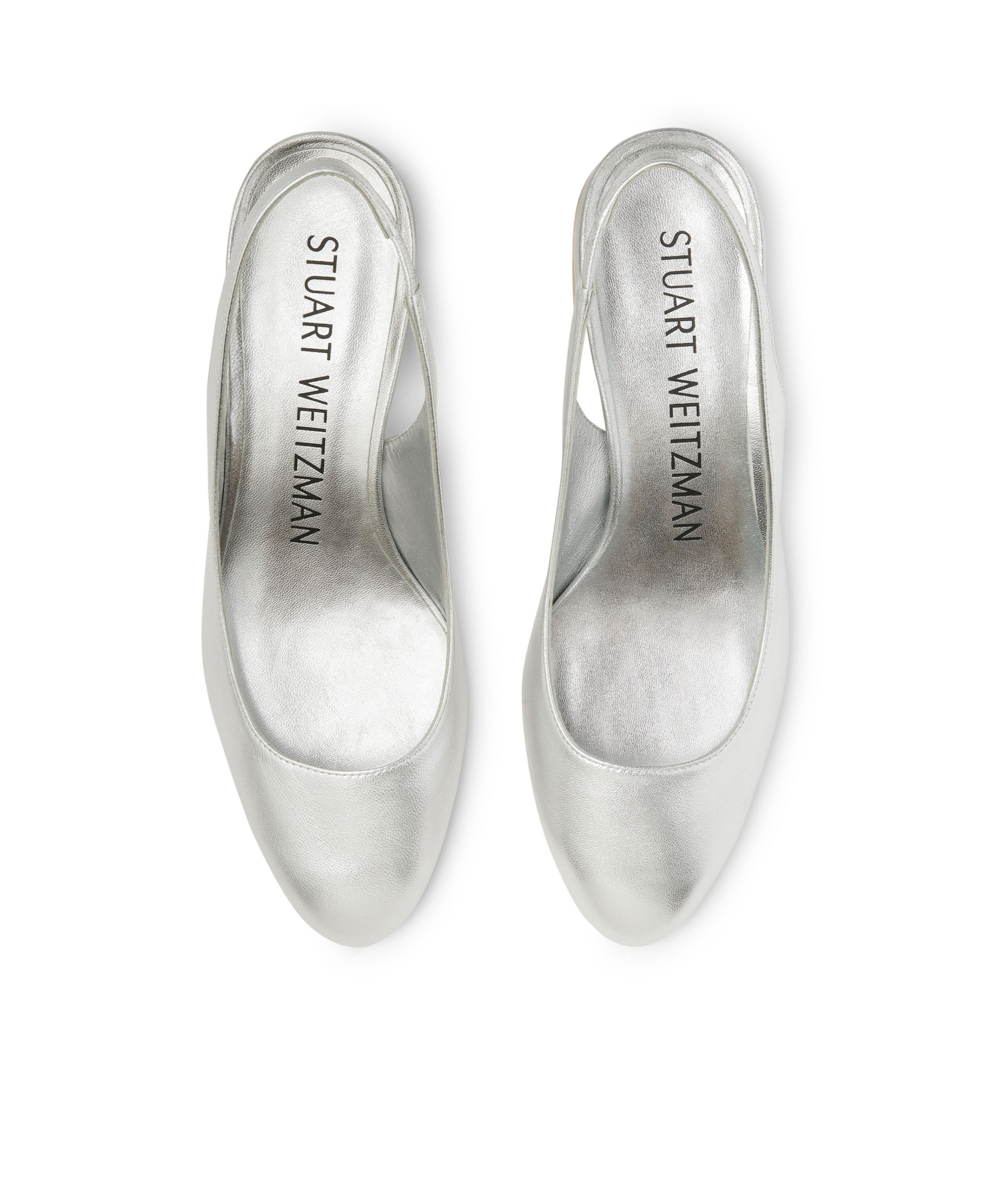 Stuart Weitzman Maeve Metallic Slingback Ballerina Pumps In White