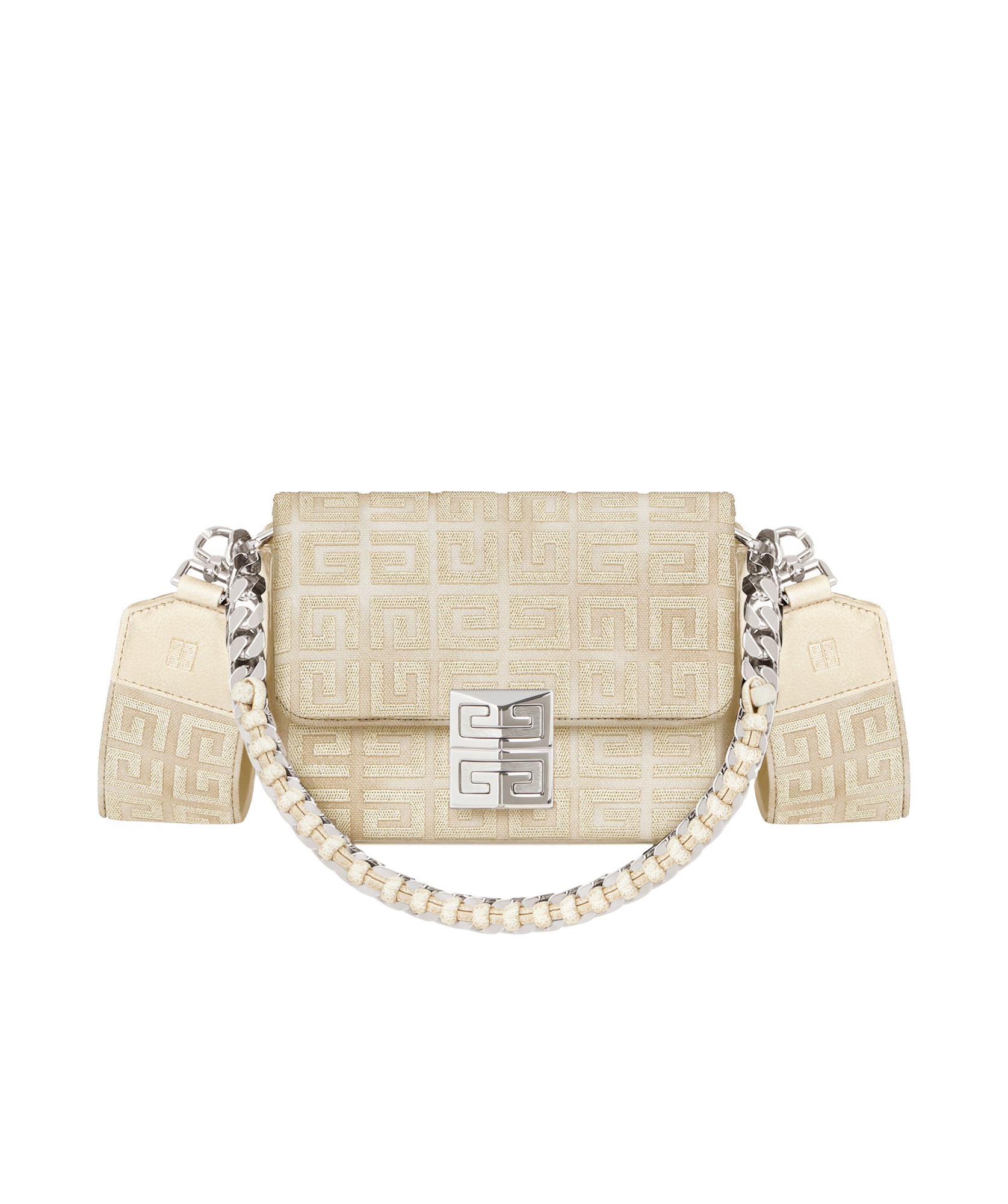 Givenchy Small 4g Bag In Lurex Embroidery With Chain In Nude