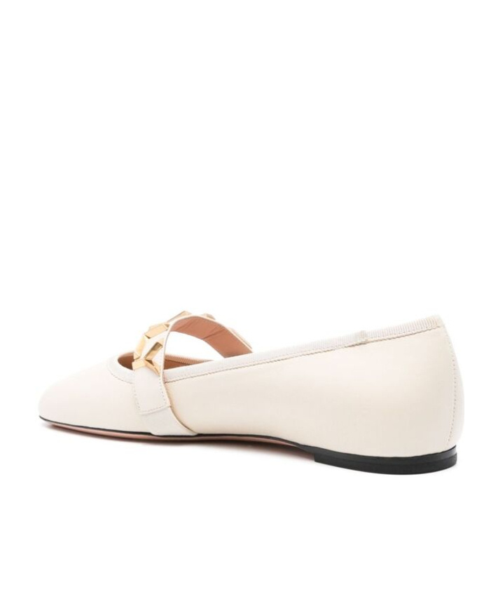 Bally White Balby Ballets Round Toe In White