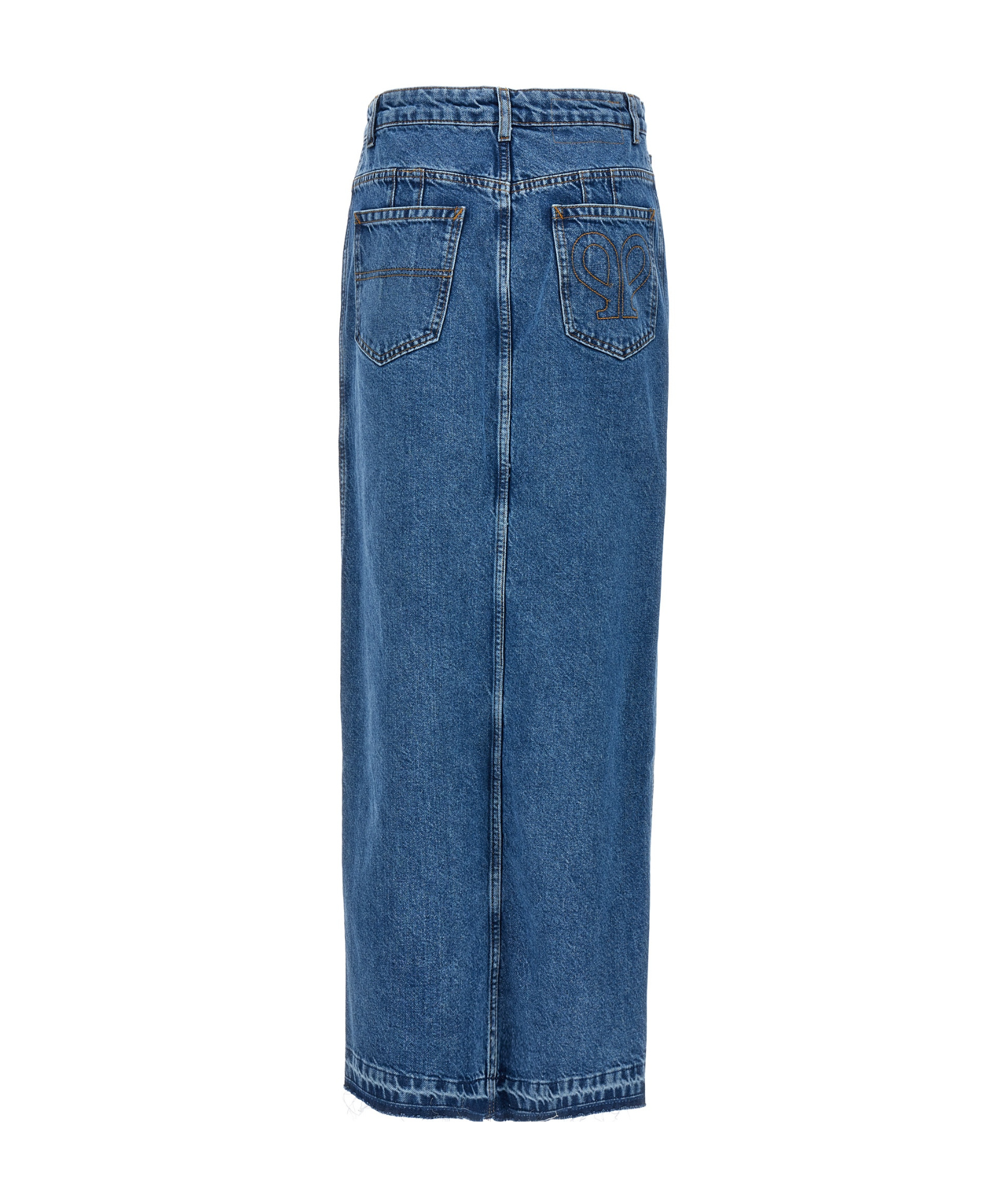 Philosophy Di Lorenzo Serafini Mid-rise Denim Maxi Skirt In Blue