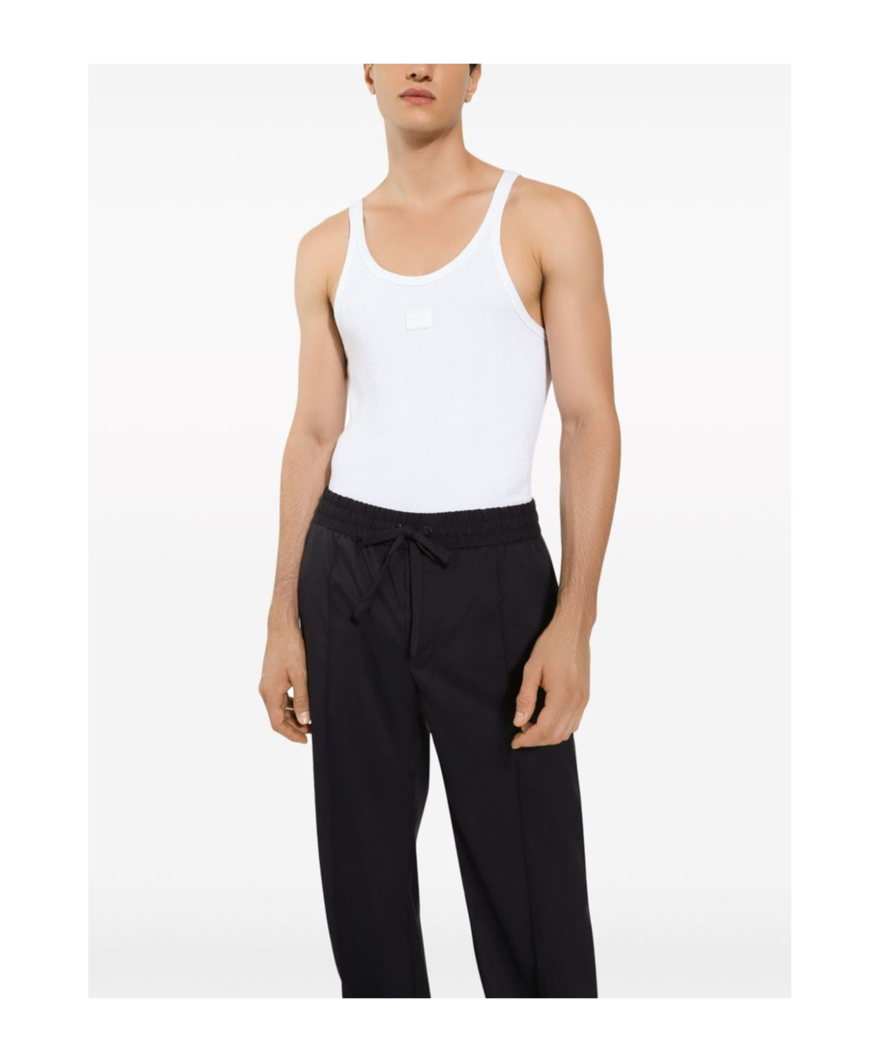 Shop Dolce & Gabbana Logo-plaque Ribbed Tank Top In White