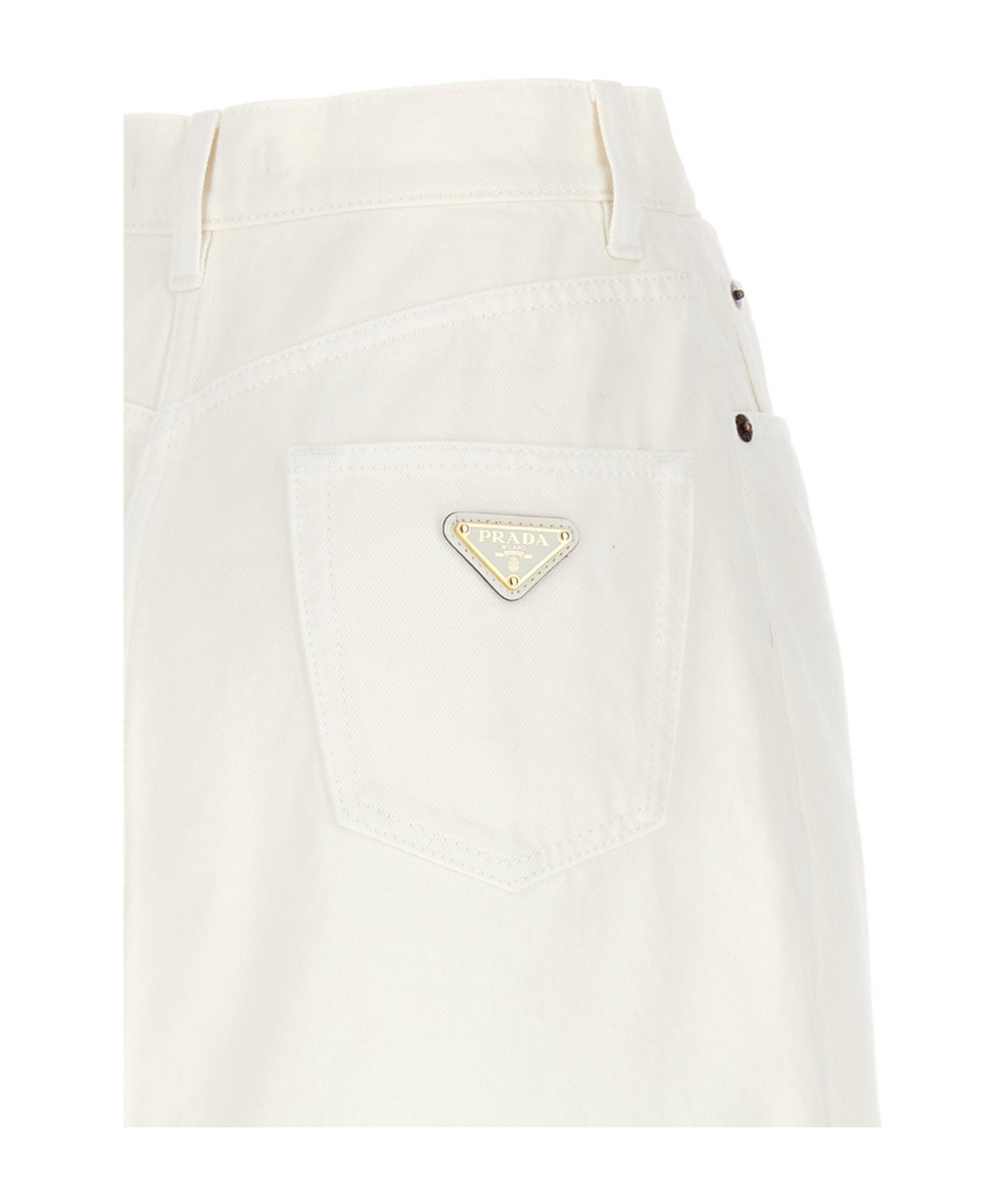 Prada Logo-appliqué Denim Mini Skirt In White