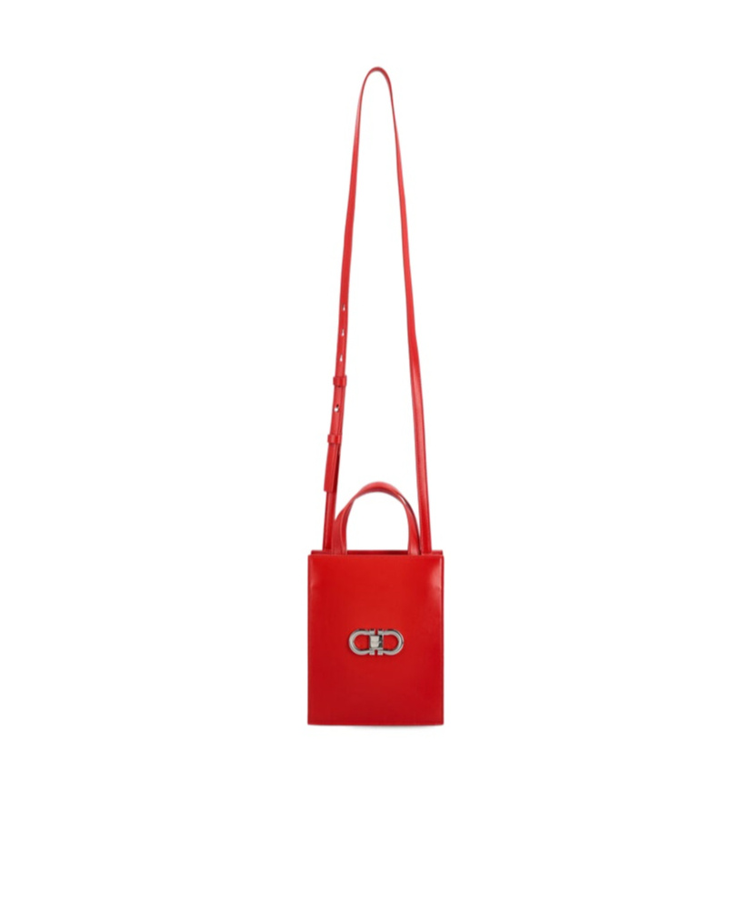 Ferragamo Salvatore Gancini-plaque Mini Tote Bag In Red
