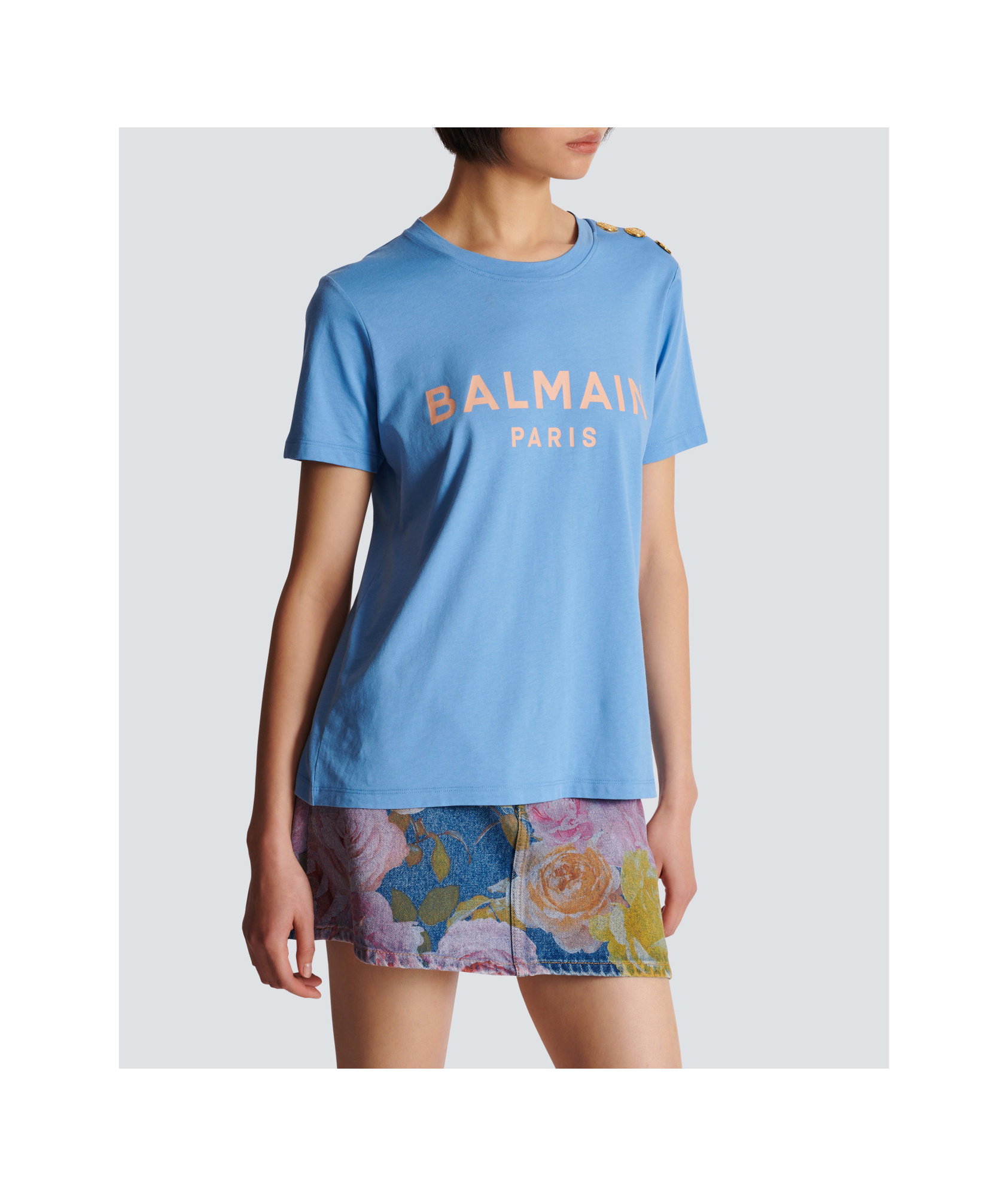 Balmain Logo-print Cotton T-shirt In Blue