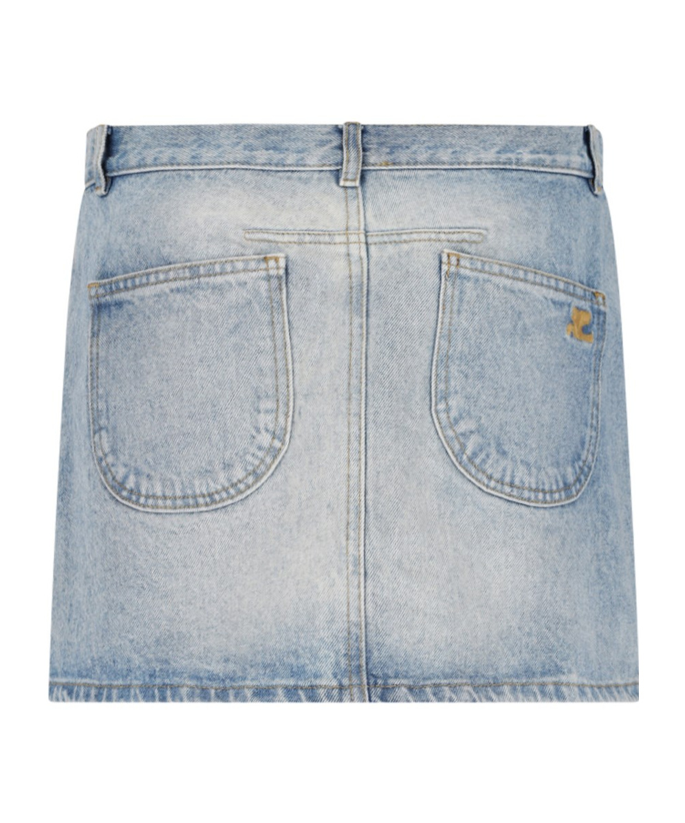 Courrèges Denim Mini Skirt In Gray