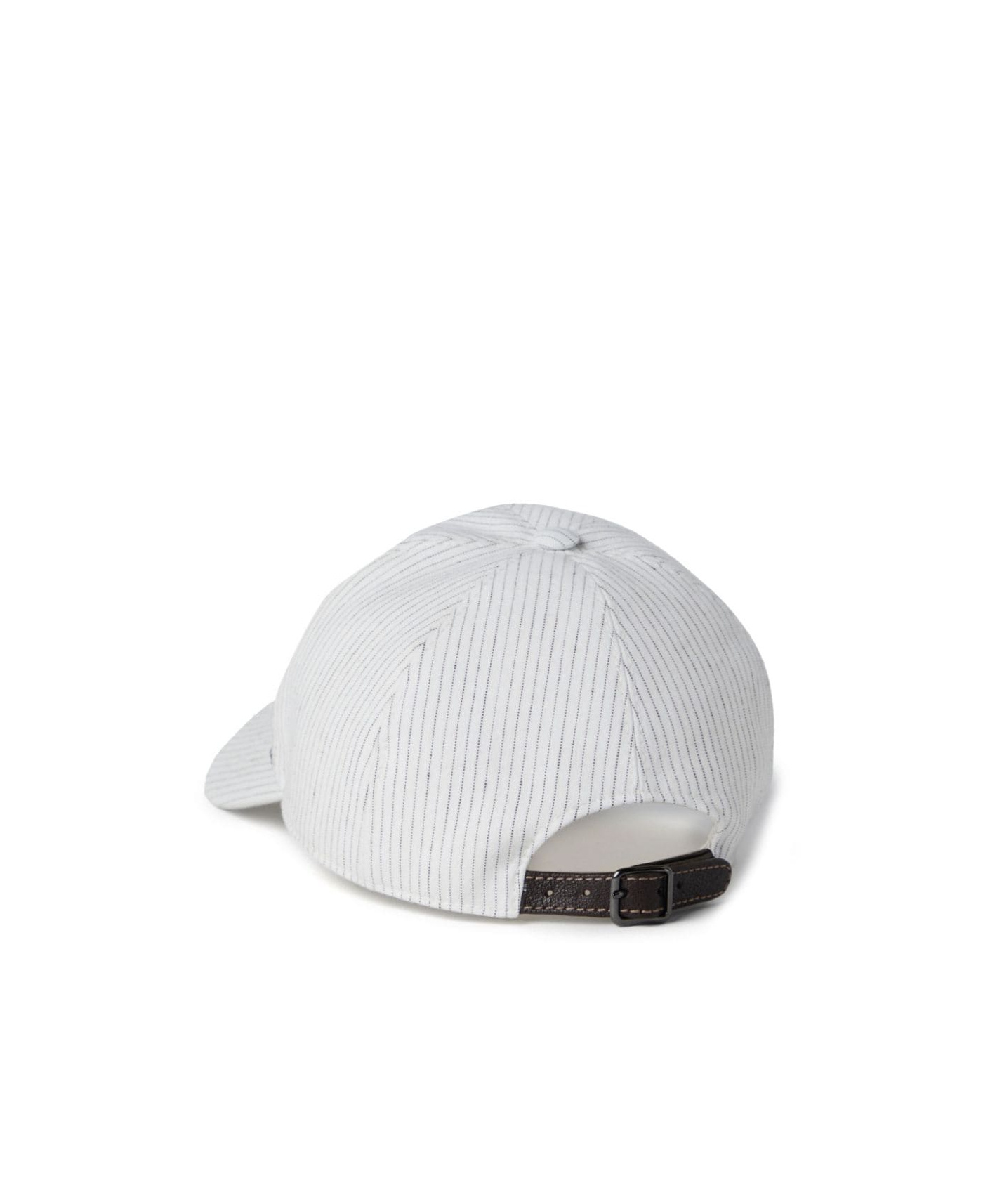Brunello Cucinelli Monili-embellished Striped Cap In Neutral