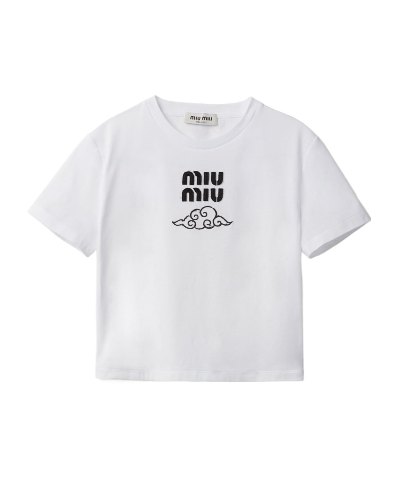 MIU MIU EMBROIDERED COTTON T-SHIRT