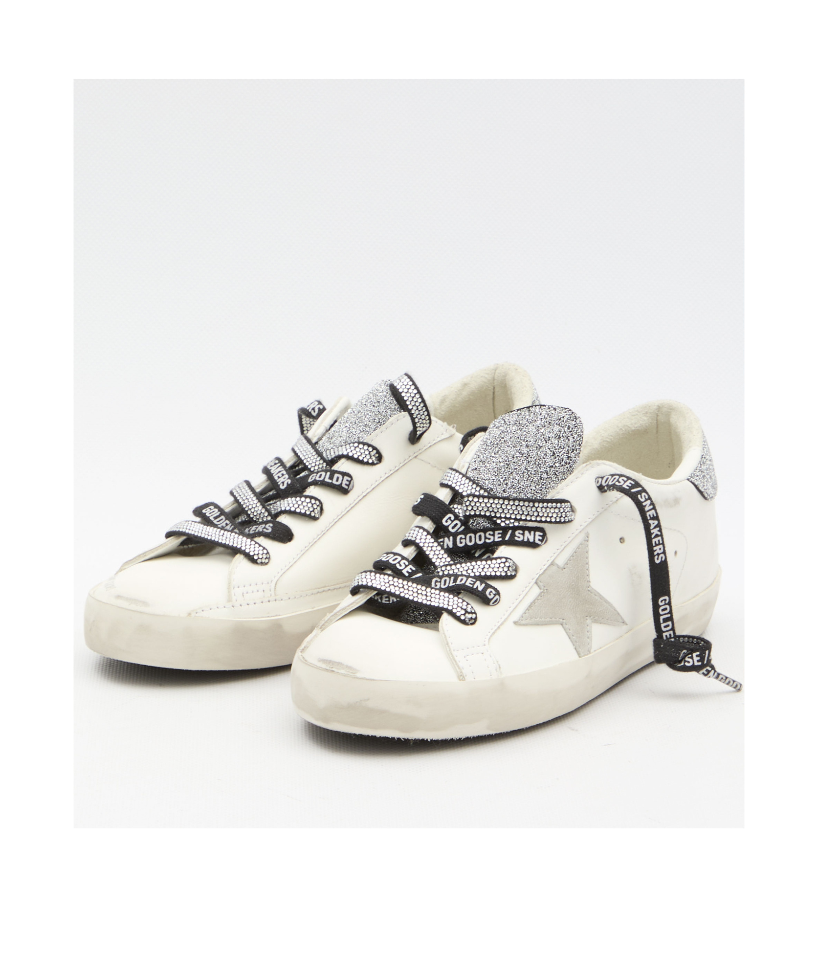 Shop Golden Goose Super-star Leather Sneakers In White