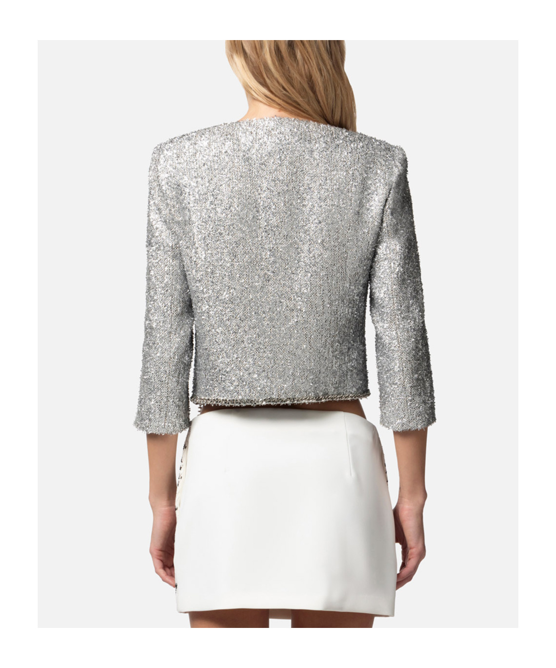 Elisabetta Franchi Tweed Lurex Blazer In Gray
