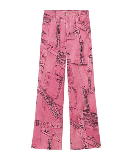 Blumarine Cargo-patch Print Puddle Trousers In Pink