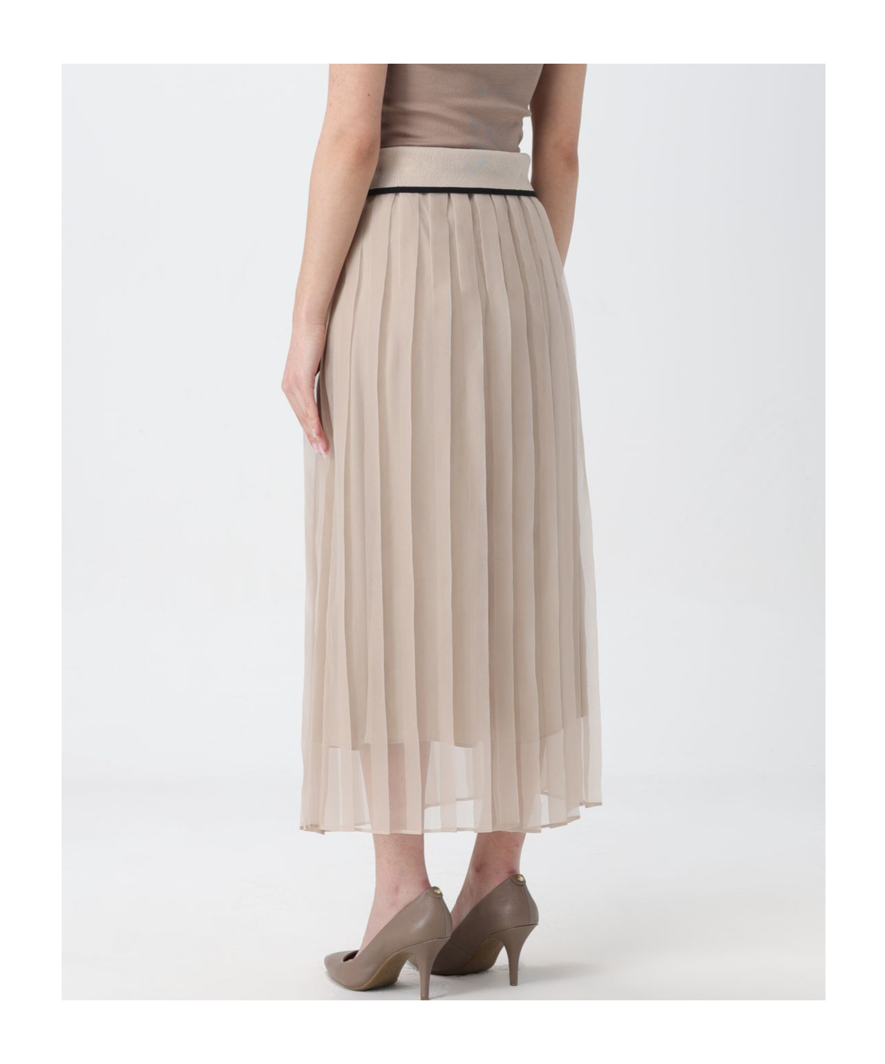 Brunello Cucinelli High-waisted Silk Skirt In Nude