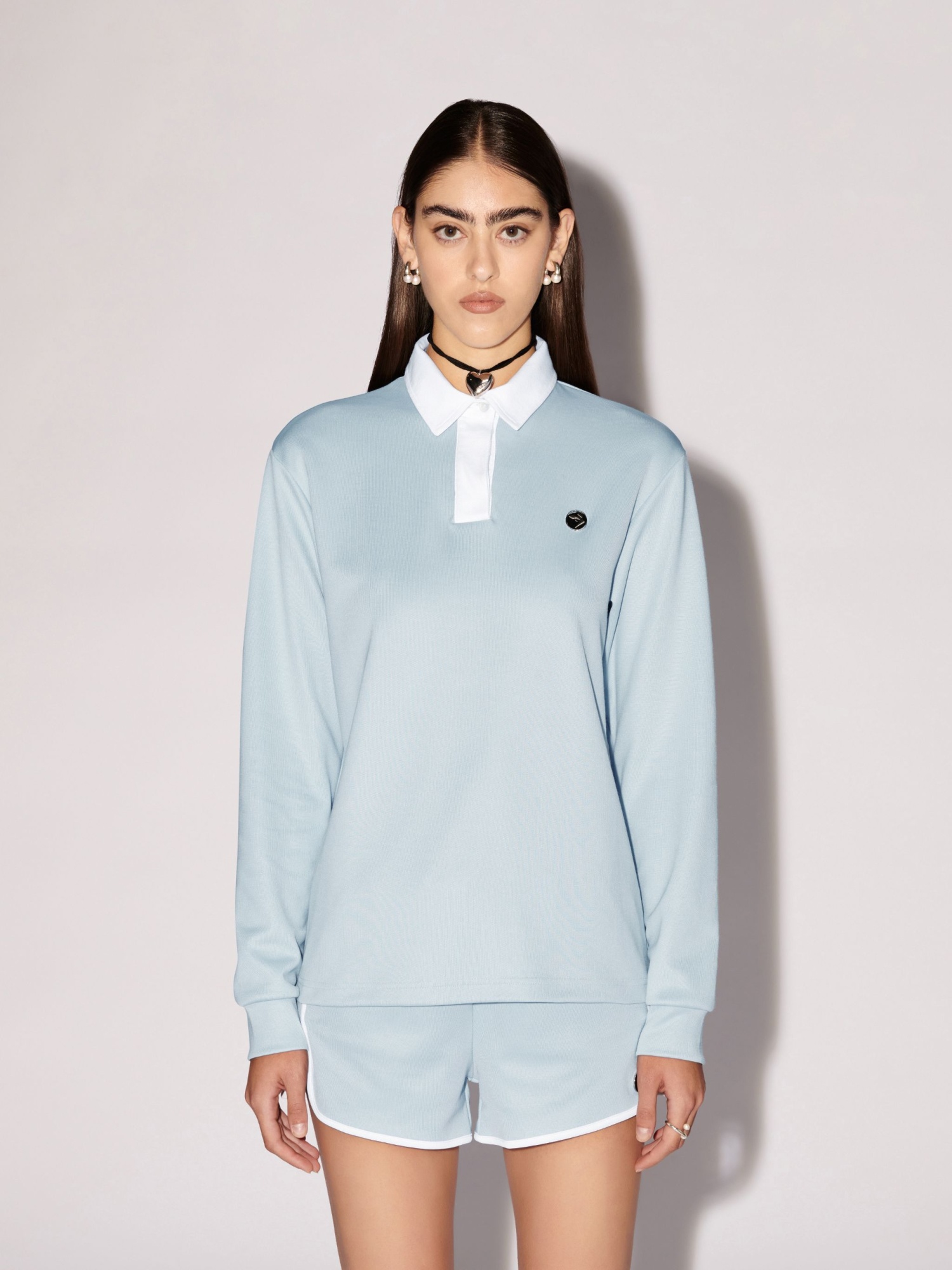 Ambush Polo-collar Logo-plaque Sweatshirt In White