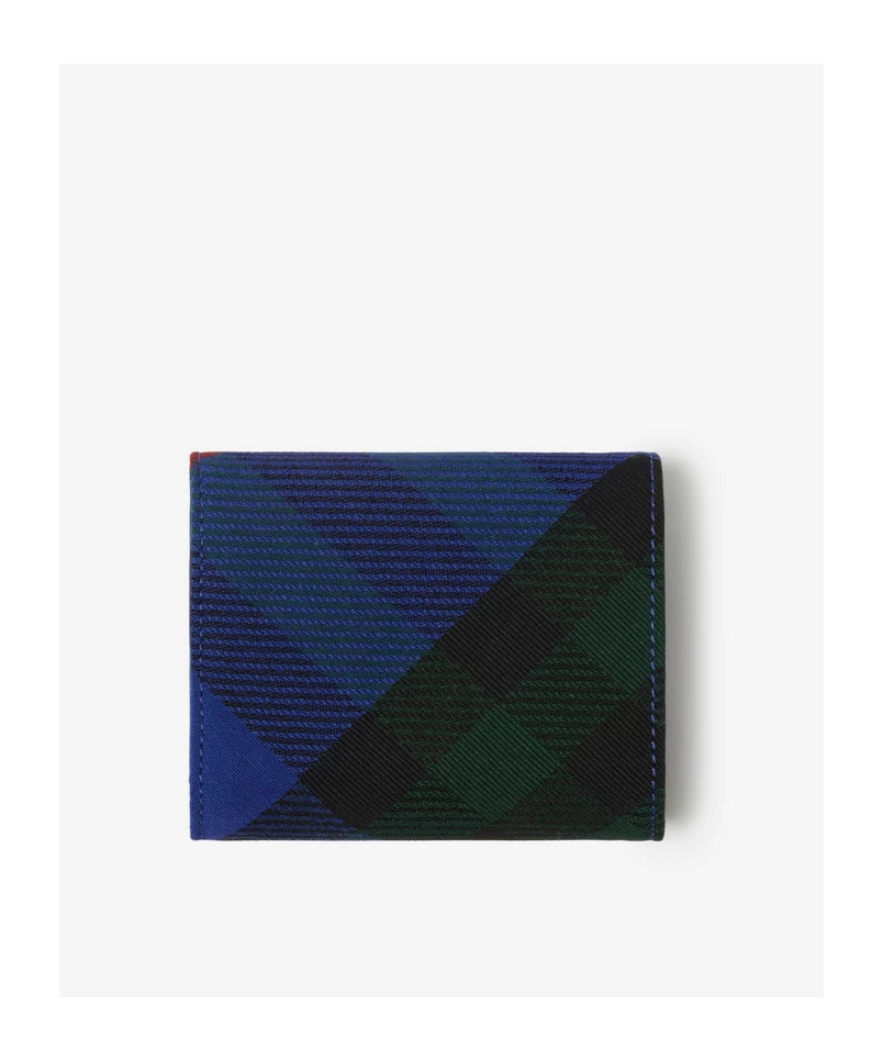 Burberry Check-pattern Leather Wallet In Blue