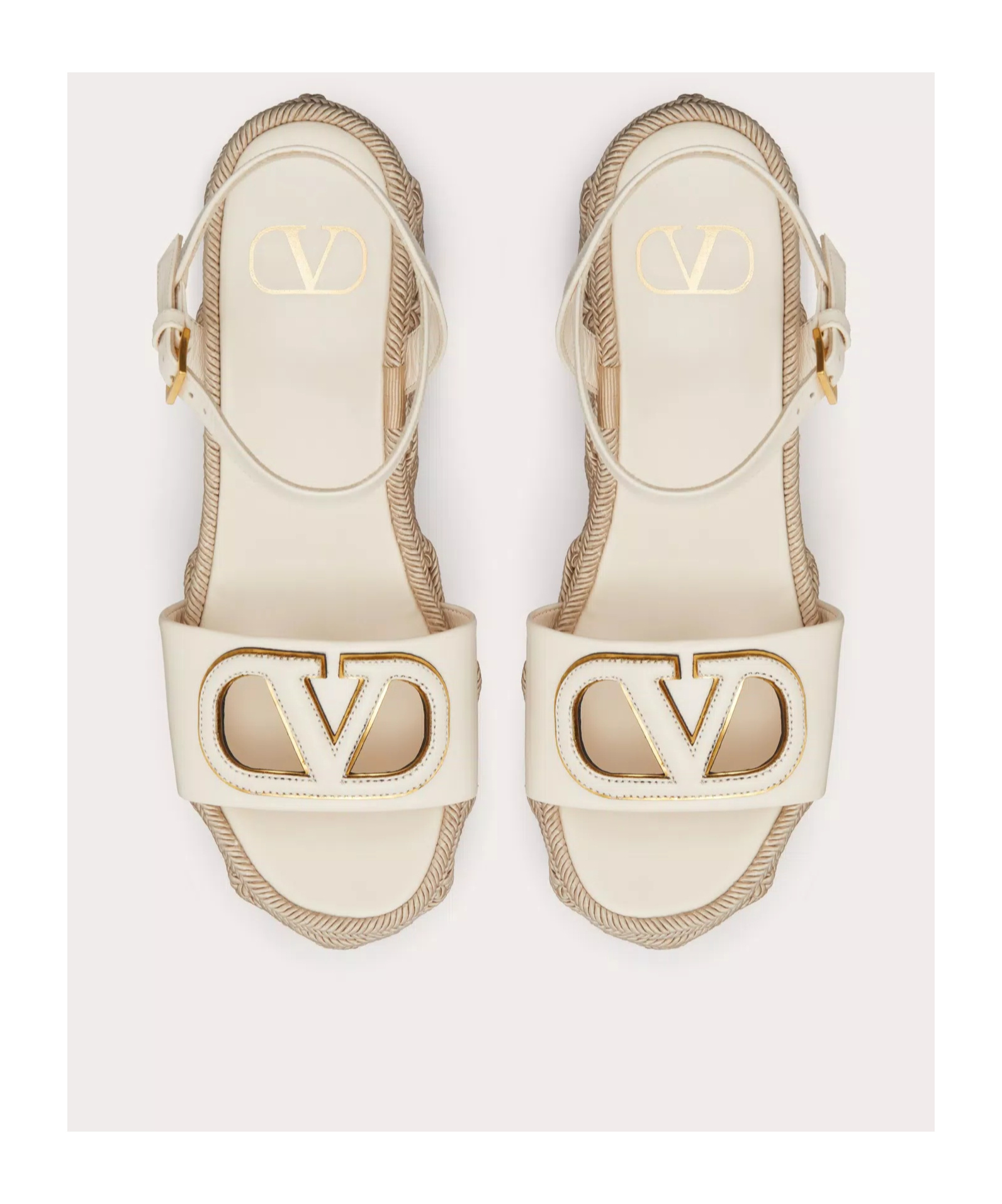 Valentino Off-white Vlogo Cutout Heeled Sandals In Nude