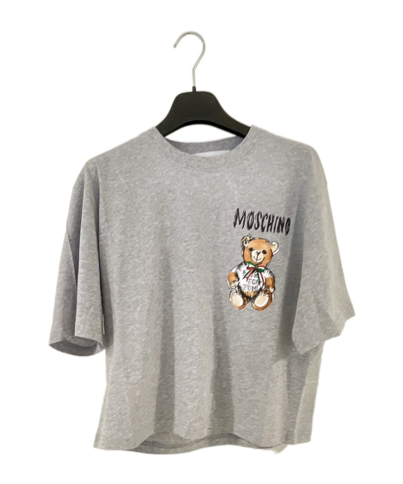 Shop Moschino Teddy Bear Logo T-shirt In Gray