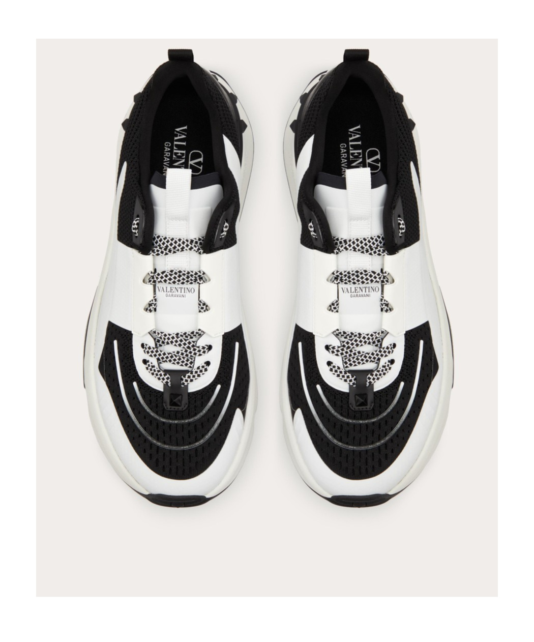 Valentino True Act Leather-trimmed Mesh And Rubber Sneakers In White