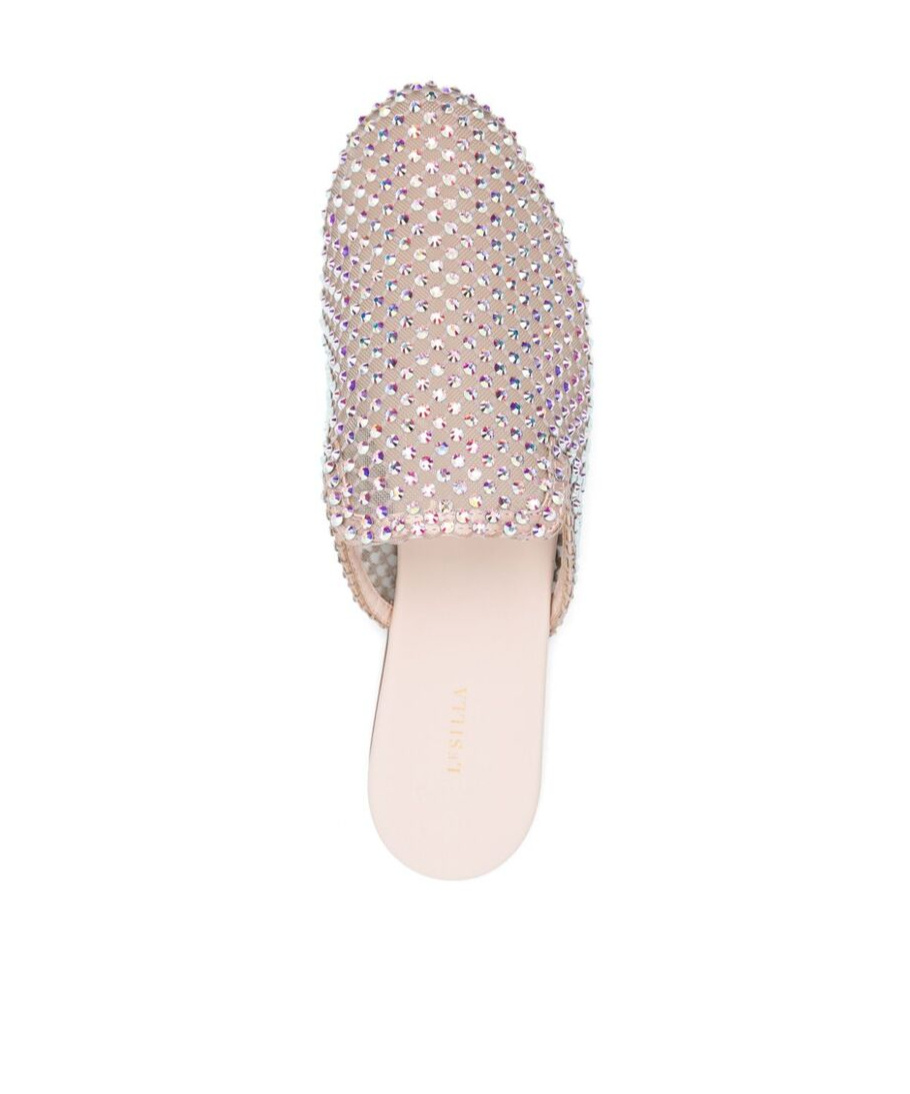 Le Silla Crystal-embellished Flat Mules In White