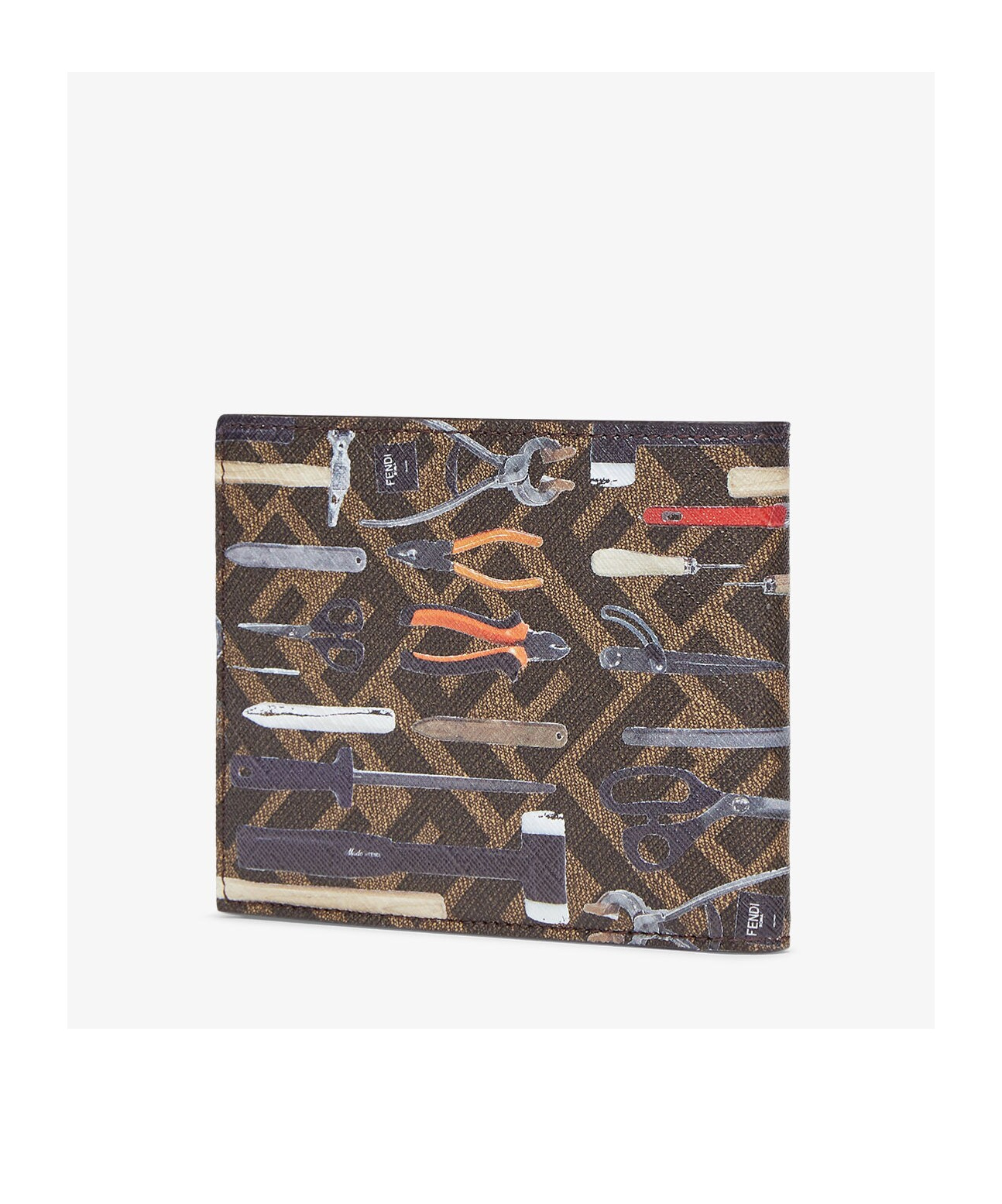 Fendi Ff Tool-print Leather Wallet In Brown