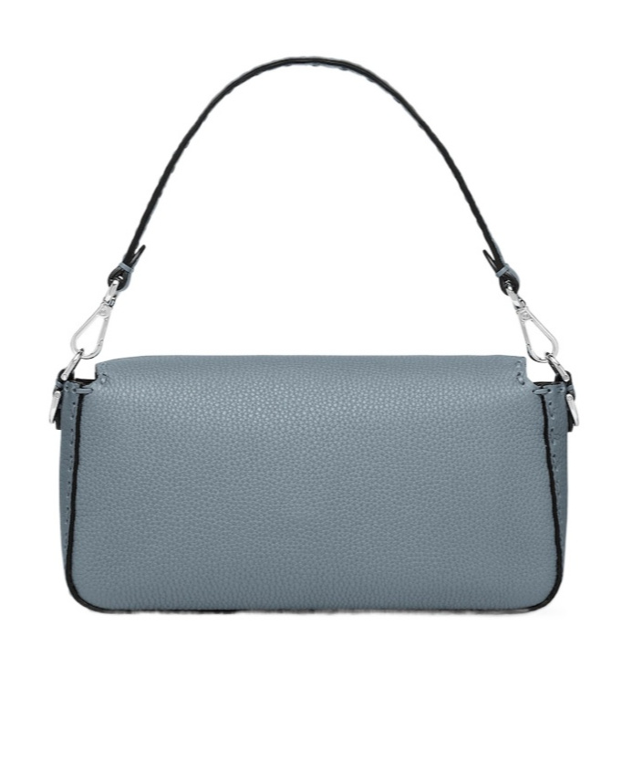 Shop Fendi Blue Selleria Bag With 612 Hand-sewn Topstitches In Gray