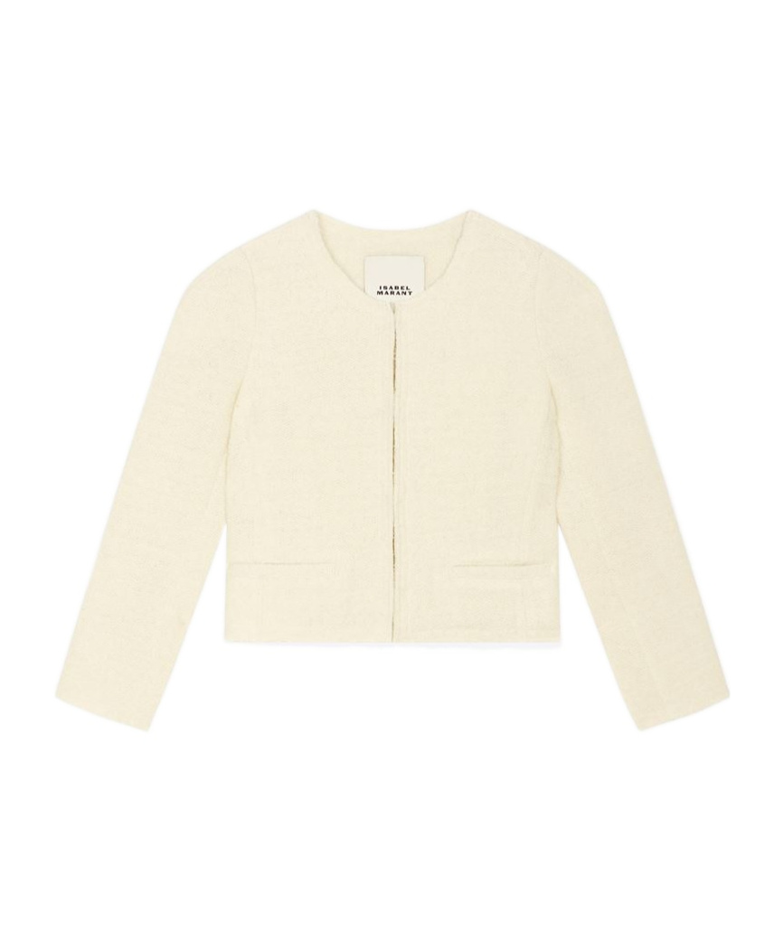 Isabel Marant Long-sleeved Round-neck Jacket In White