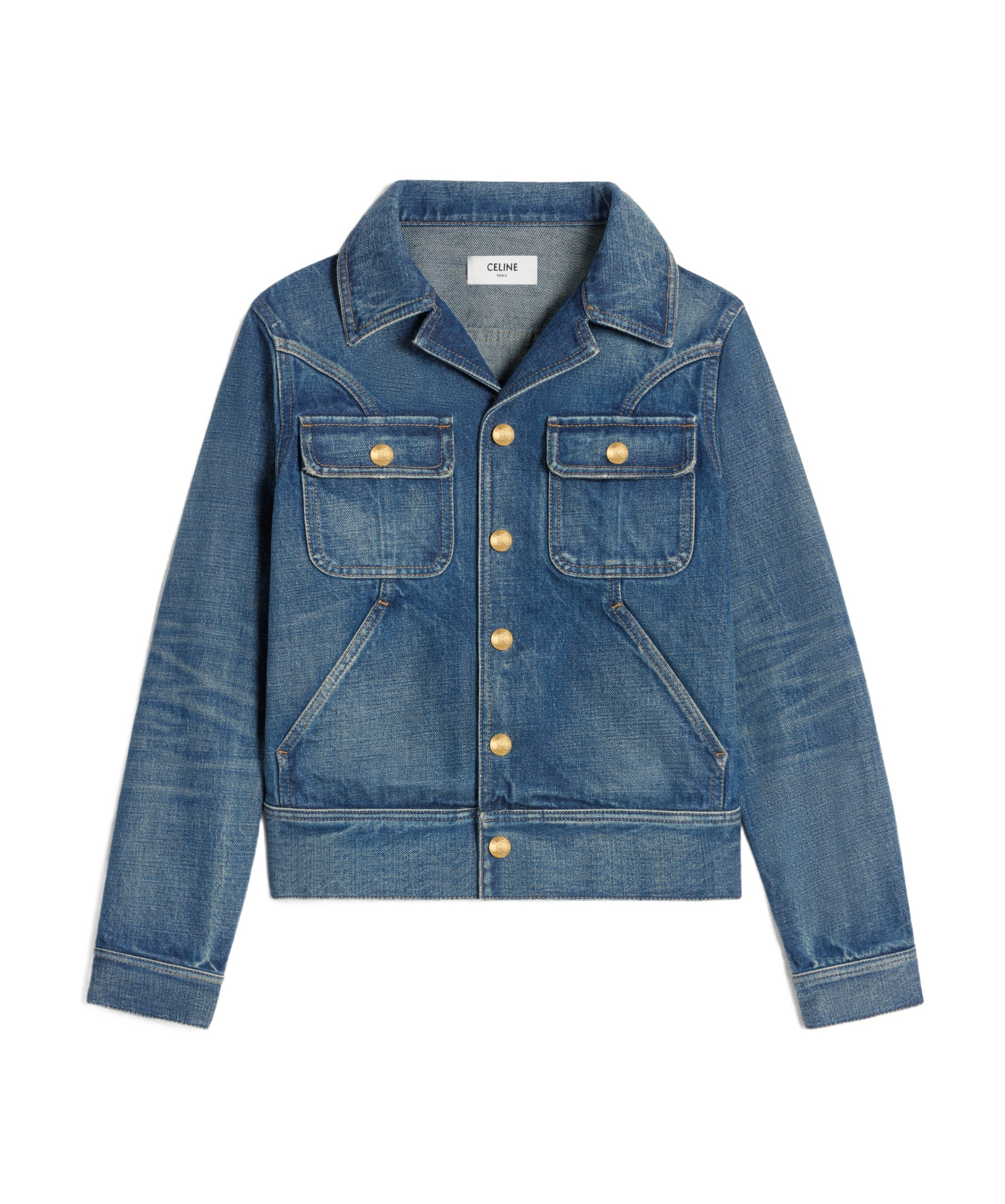 Celine Long-sleeved Denim Jacket In Blue