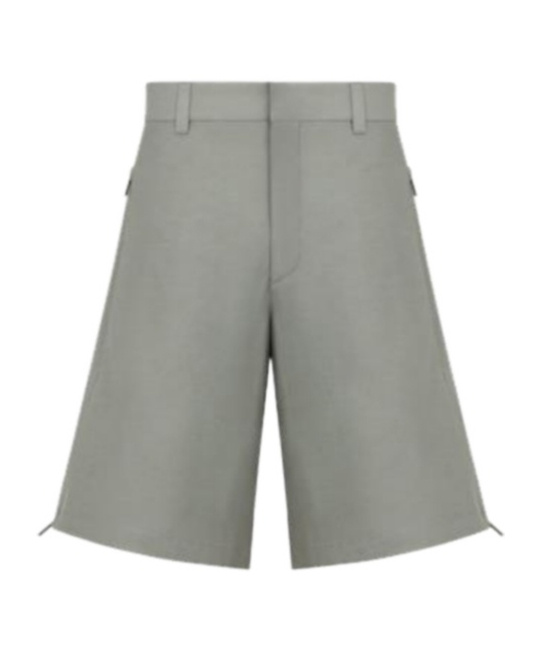 Dior Men Cotton Blend Bermuda Shorts With Lateral Zip In Gray