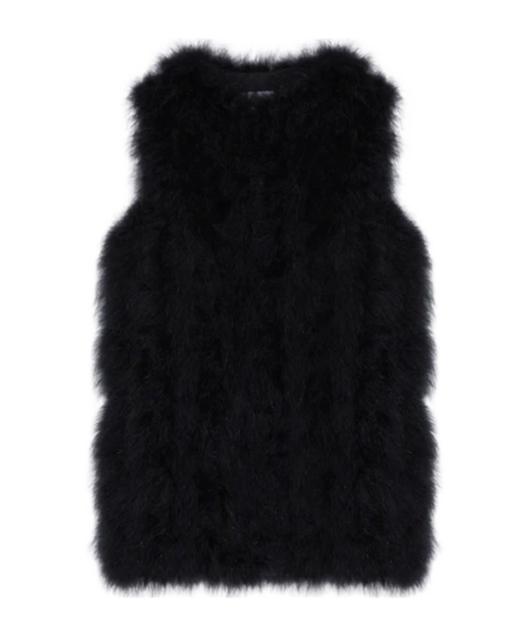 Yves Salomon Sleeveless Feather Silk Coat In Black