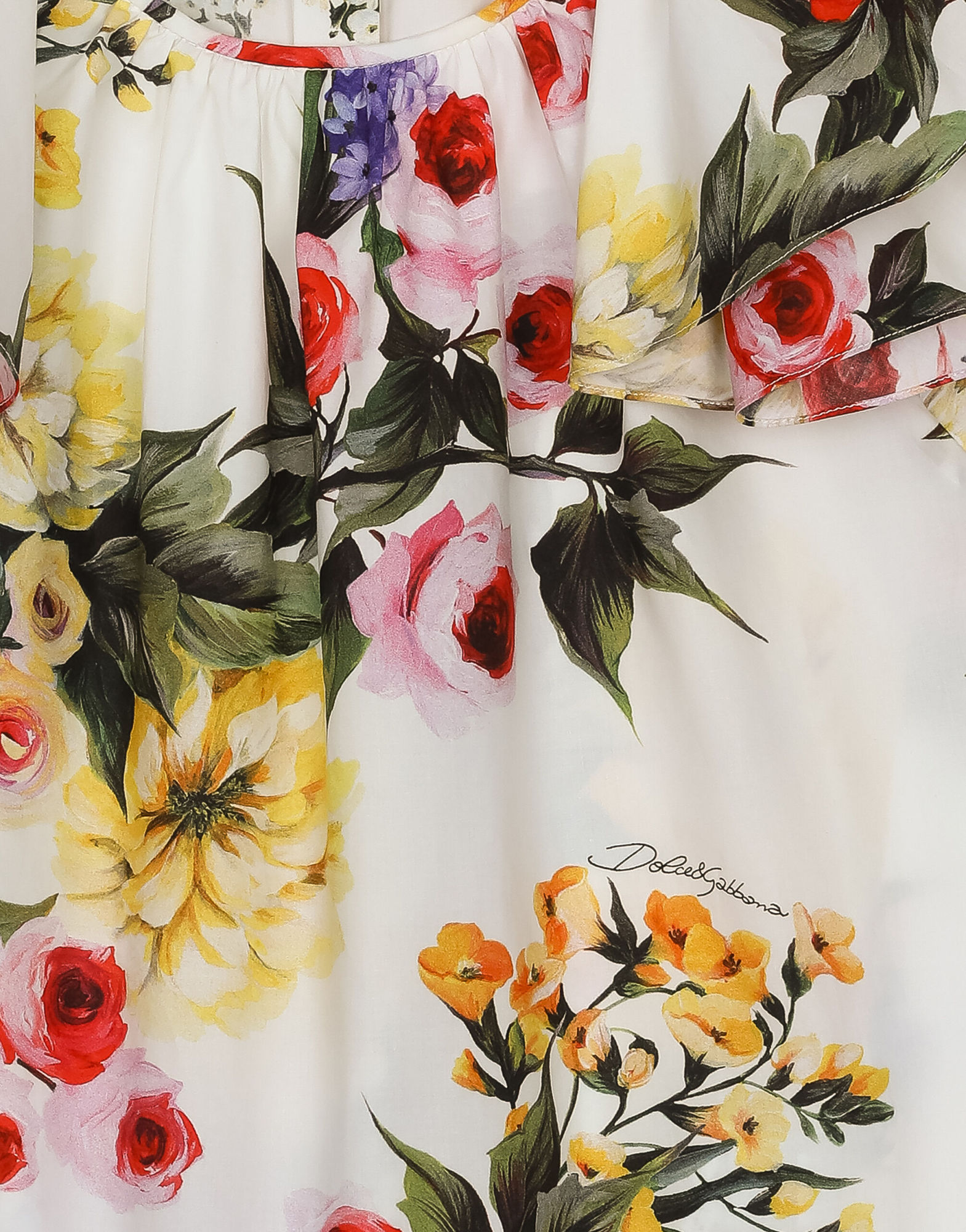 Dolce & Gabbana Giardino-print Cotton Blouse In White