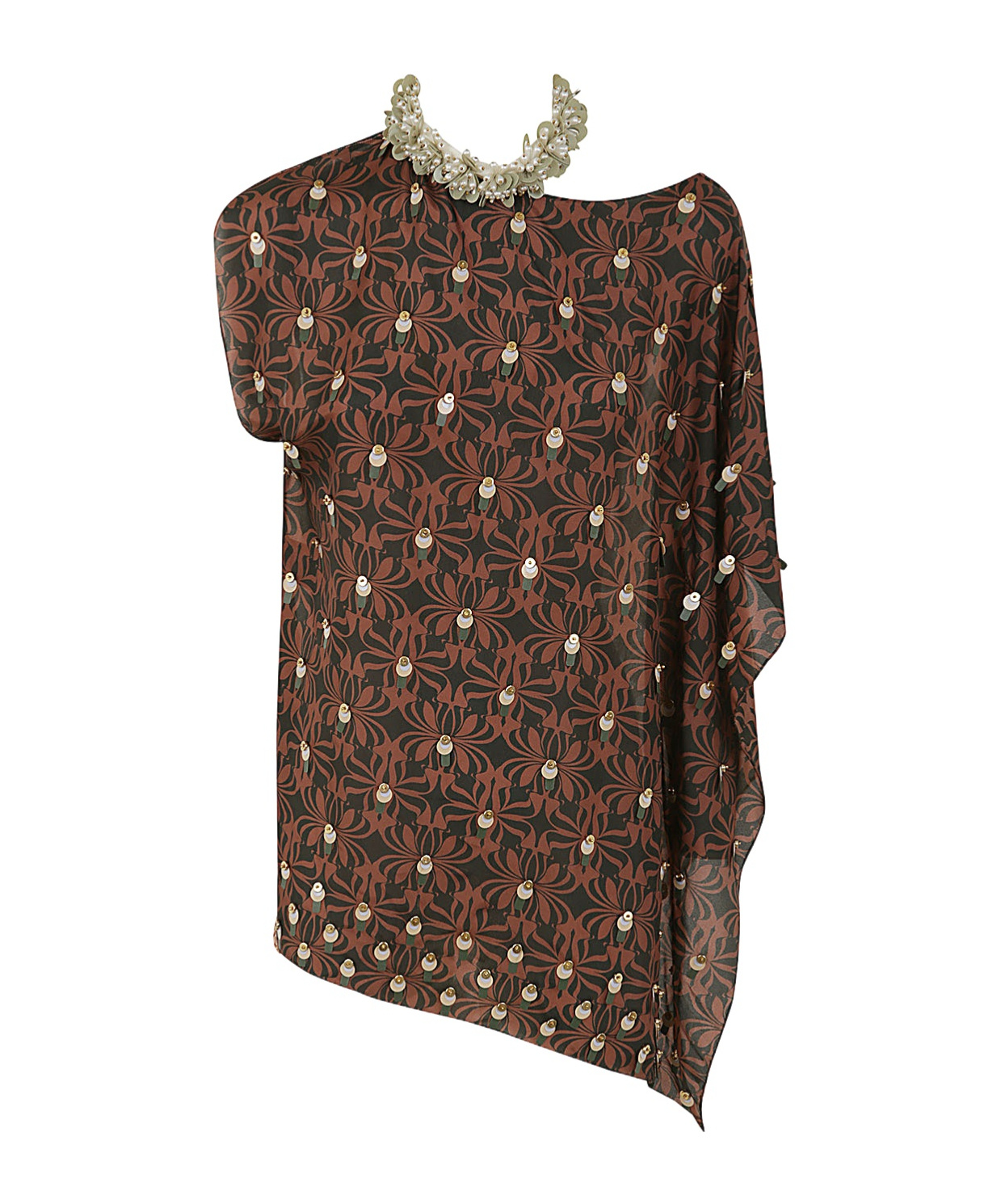 Dries Van Noten Clavier Abstract-print Sequined Halter Top In Brown