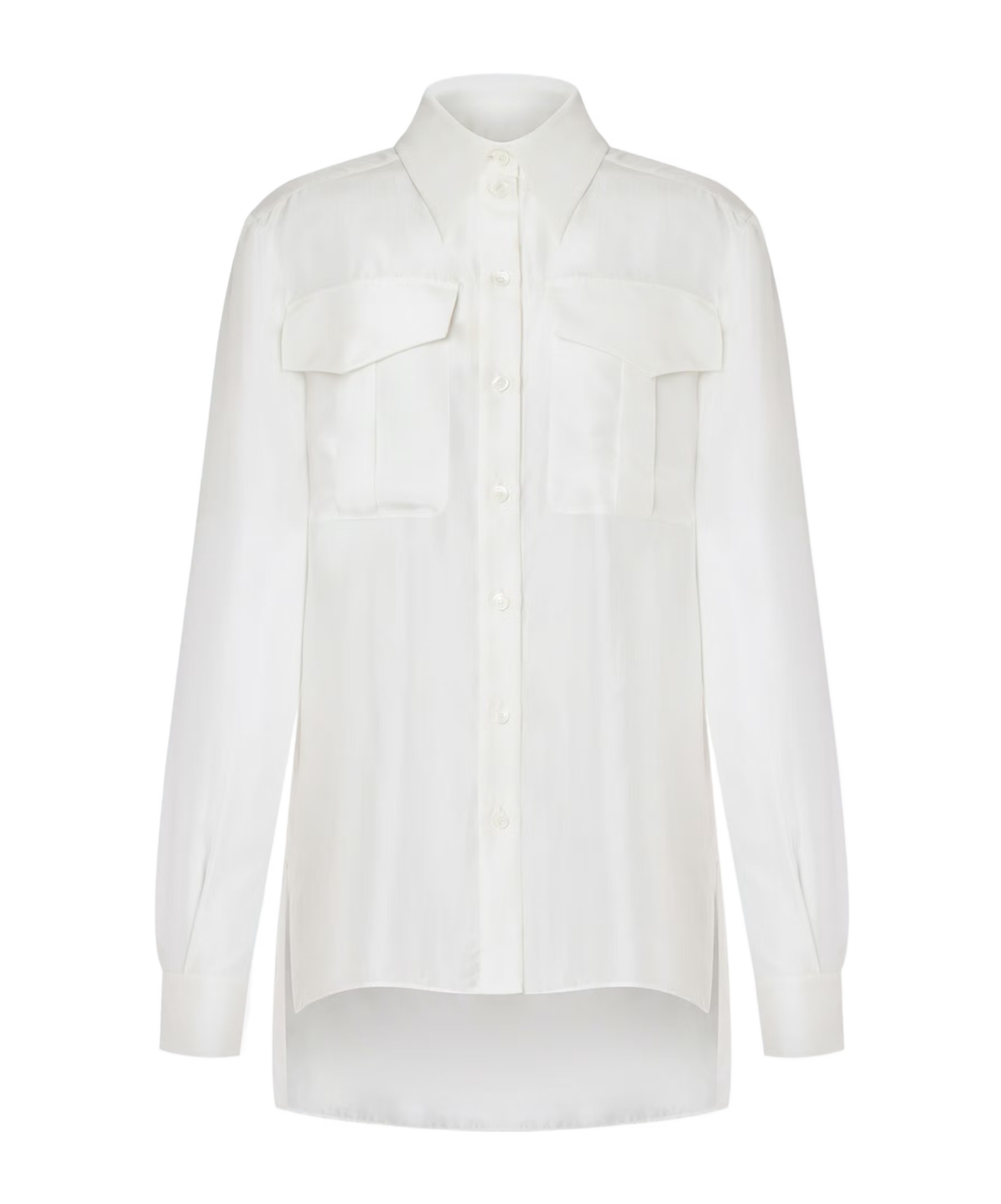 Alberta Ferretti White Maxi Shirt In Cotton Organza Woman In White