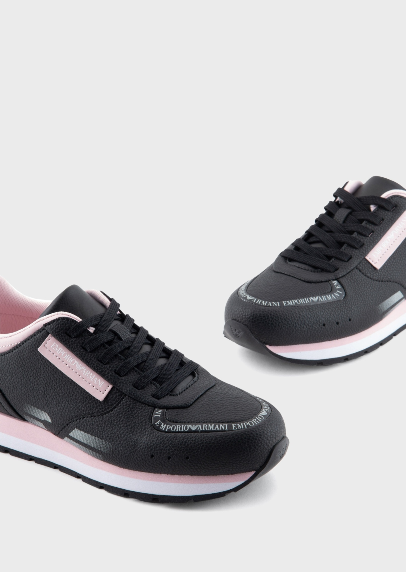 Emporio Armani Tie Low-top Casual Sneakers In Black