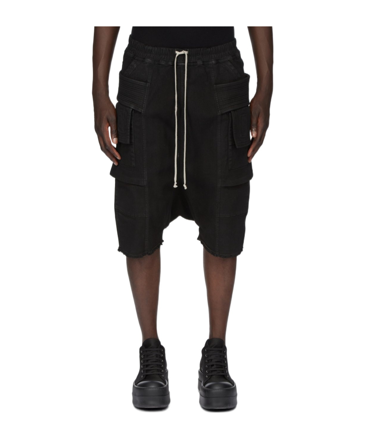 Rick Owens Drkshdw Drkshdw By Rick Owens Cotton Multi-pocket Bermuda In Black