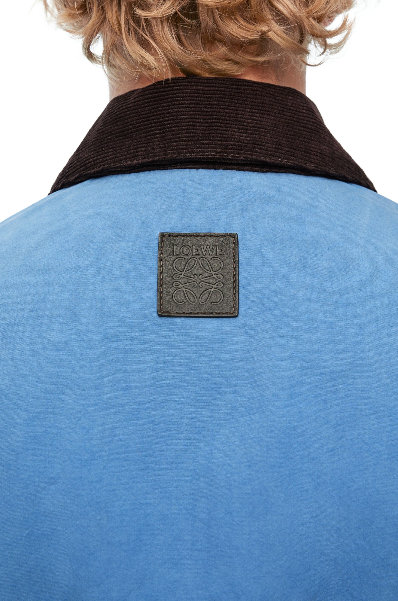 Loewe Blue Washed Effect Zipped Cotton Bomber Jacket In Blue