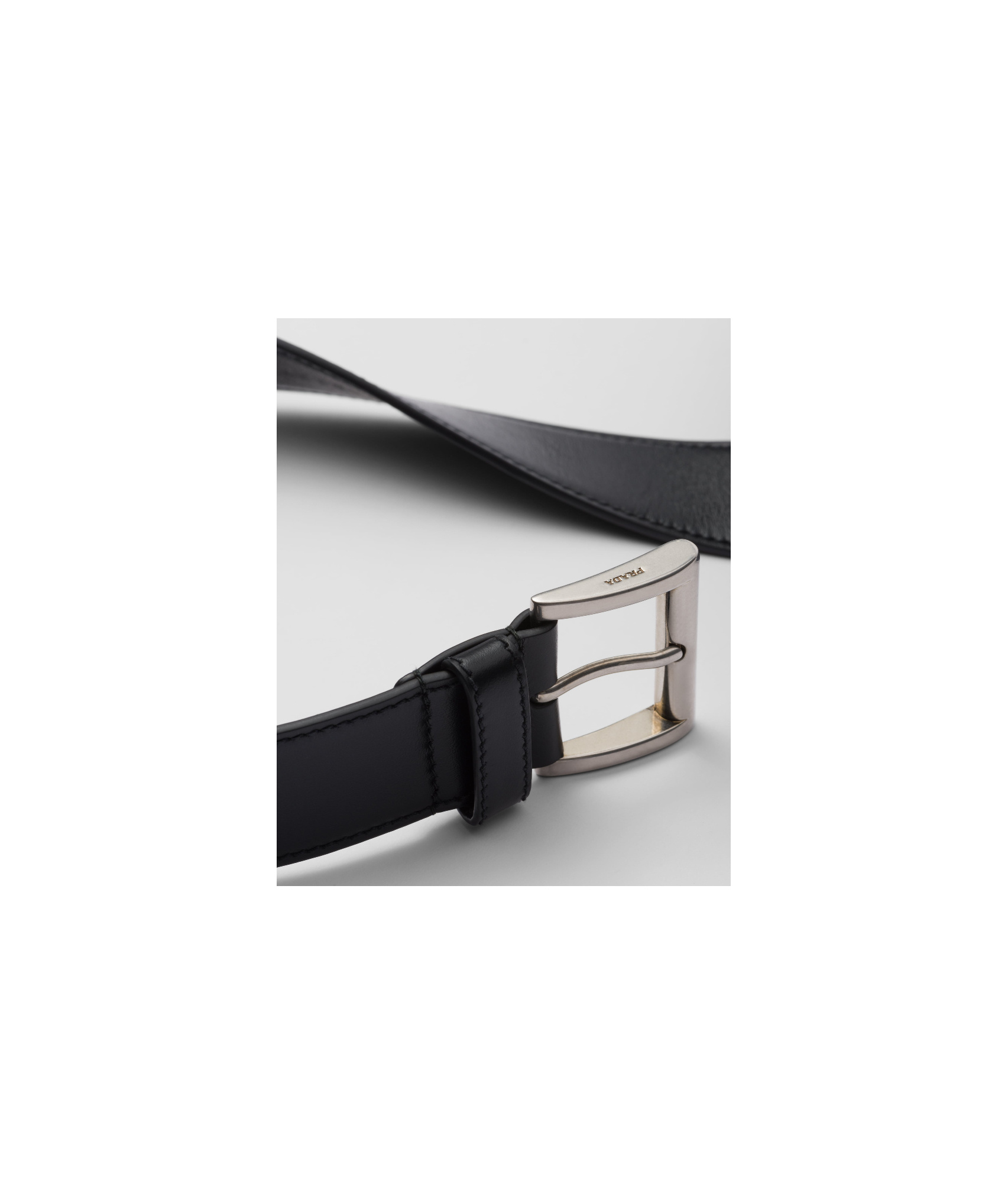 Prada Logo-engraved Buckle Leather Belt In Black