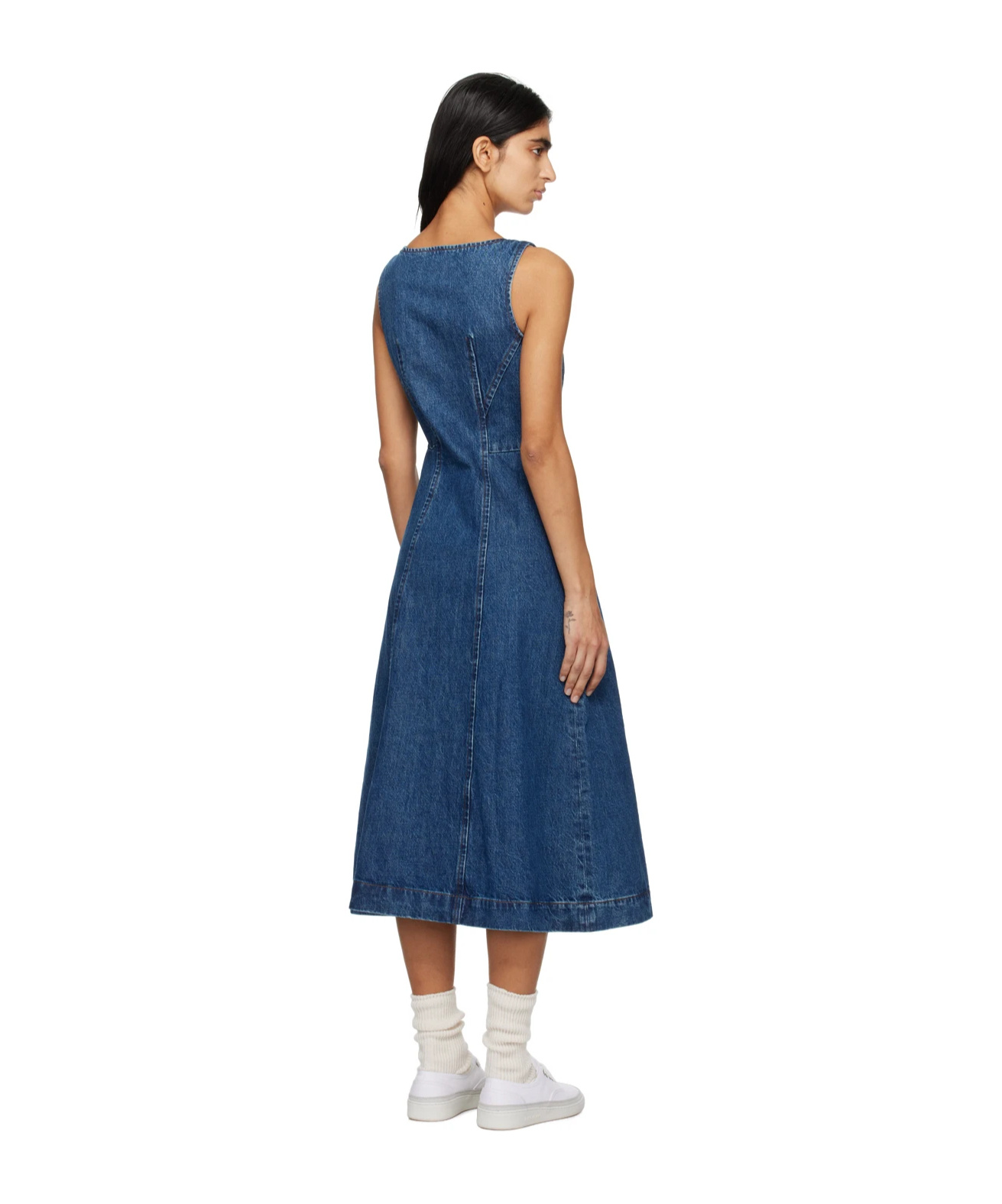 Apc Indigo Ally Denim Midi Dress In Blue