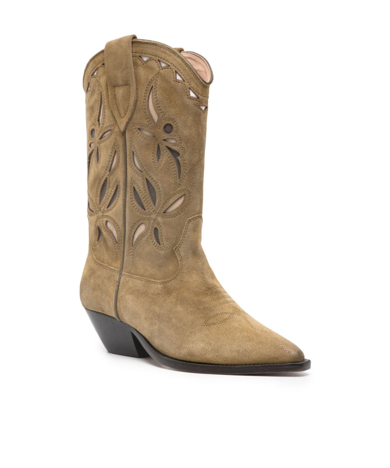 Isabel Marant Duerto Perforated Suede Western Boots In Brown