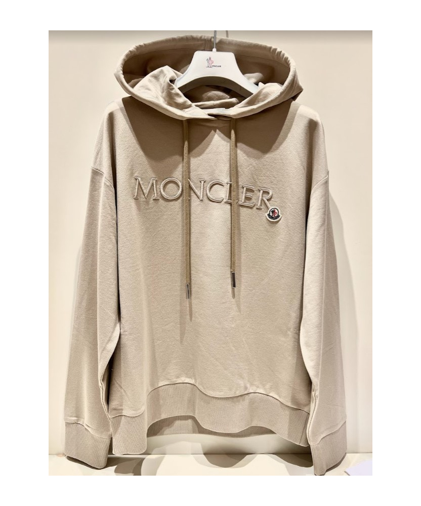 Moncler Logo-embroidered Cotton Hoodie In Nude