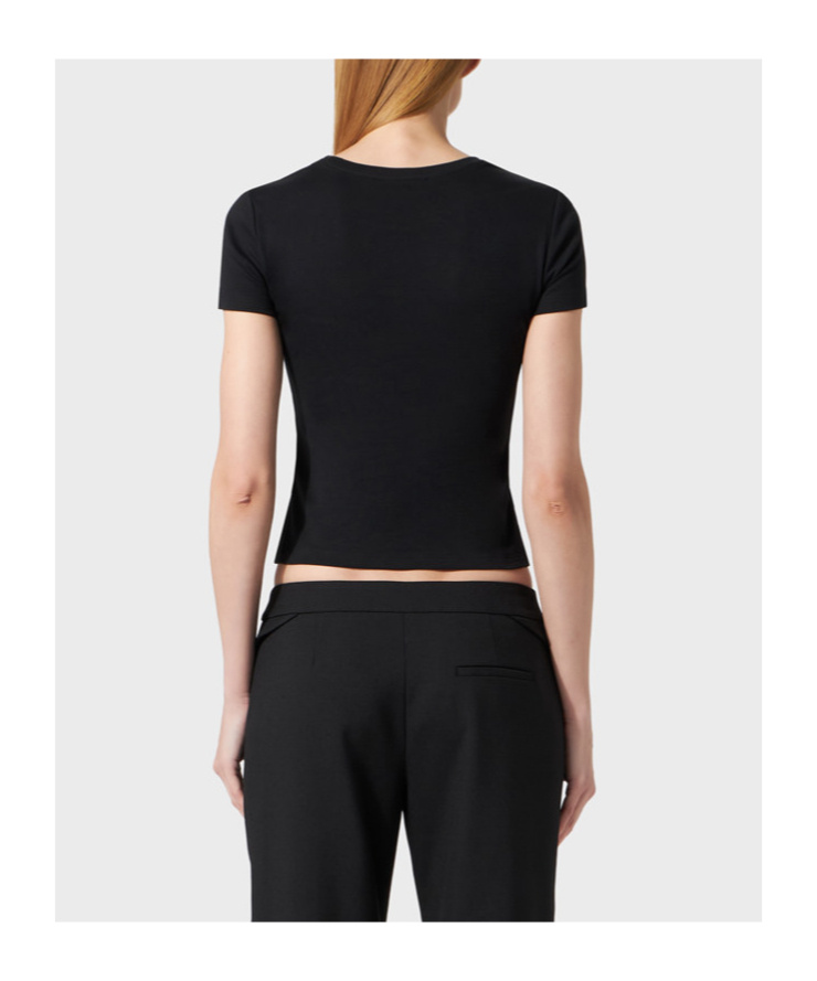 Blumarine Logo-embellishment Cotton T-shirt In Black