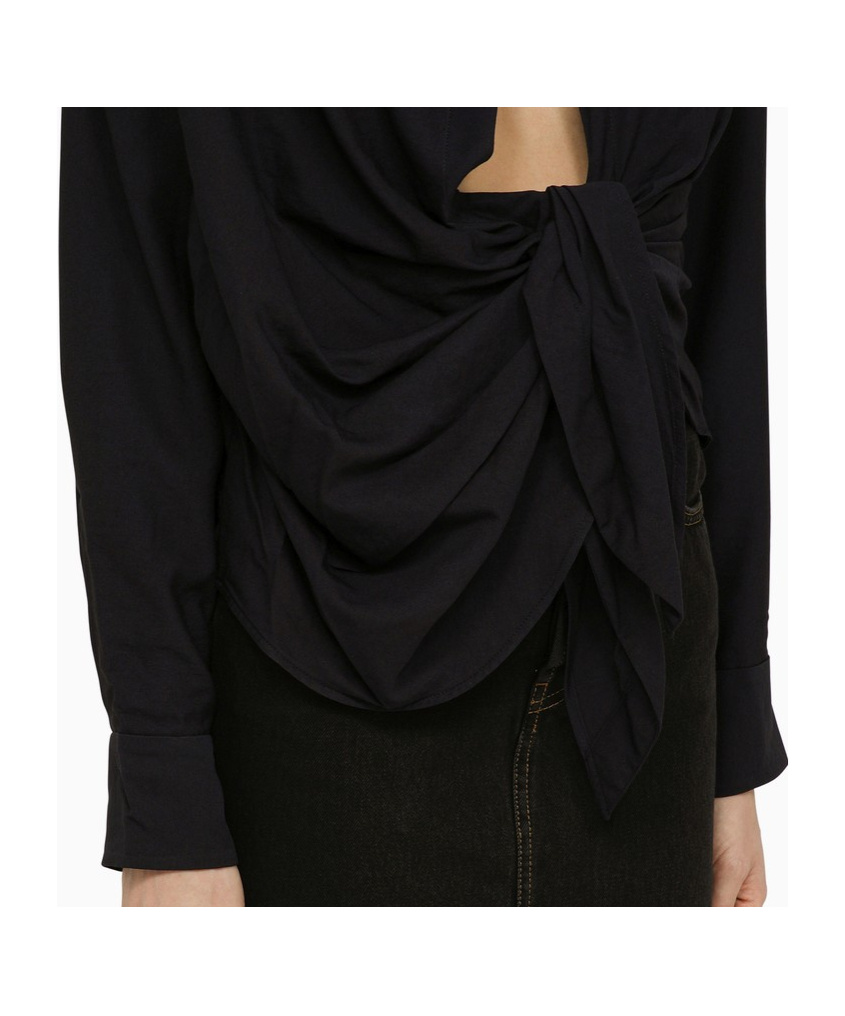 Jacquemus Bahia Twisted Long-sleeved Shirt In Black