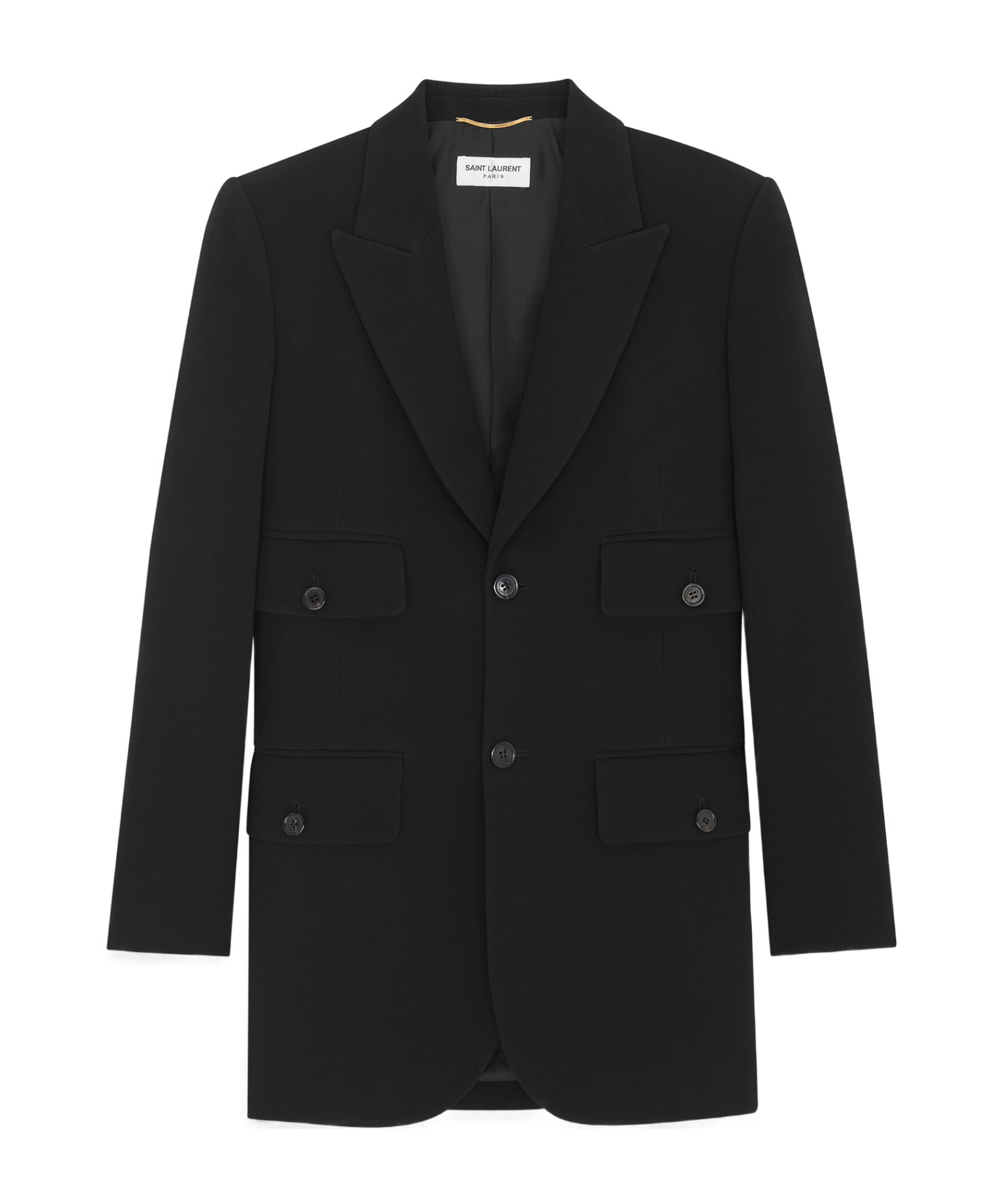 Saint Laurent Single-breasted Long-sleeved Jacket In Black