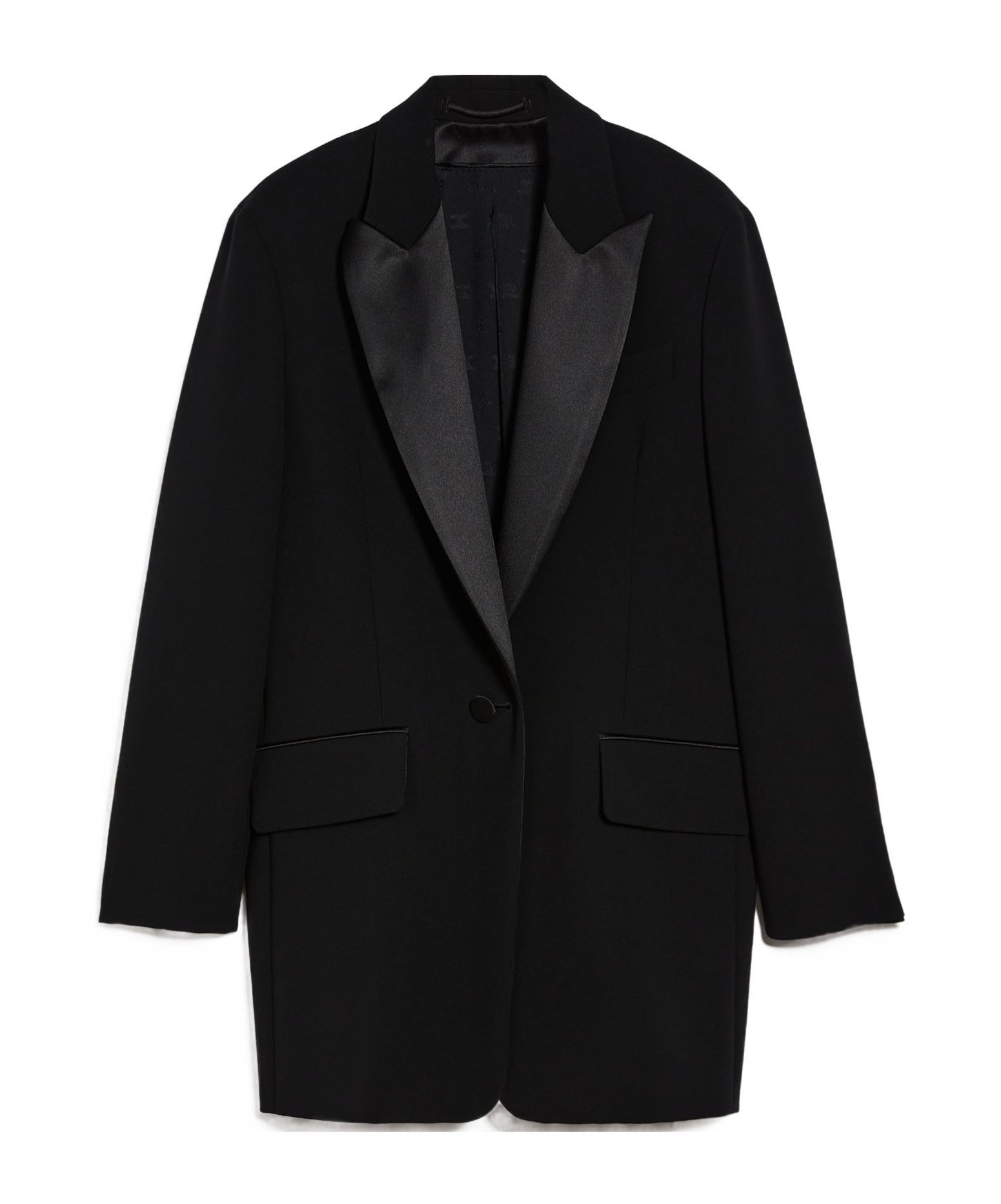 Max Mara Single-breasted Tuxedo Casual Jacket In Black