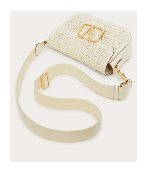 Valentino All Time Crochet Leather Shoulder Bag In Nude