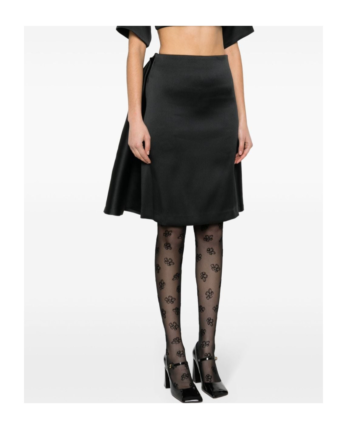 P.a.r.o.s.h Layered Detail Midi Skirt In Black