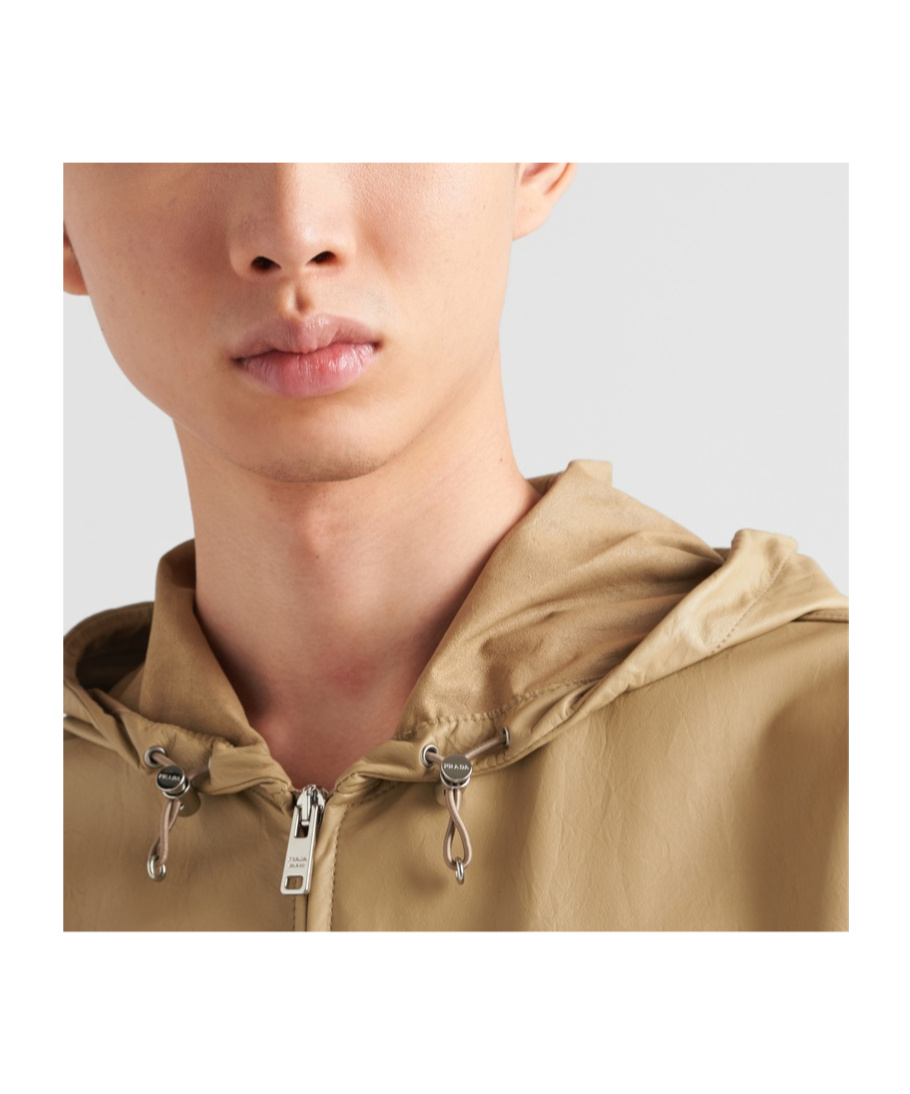 Prada Hooded Leather Vest In Brown