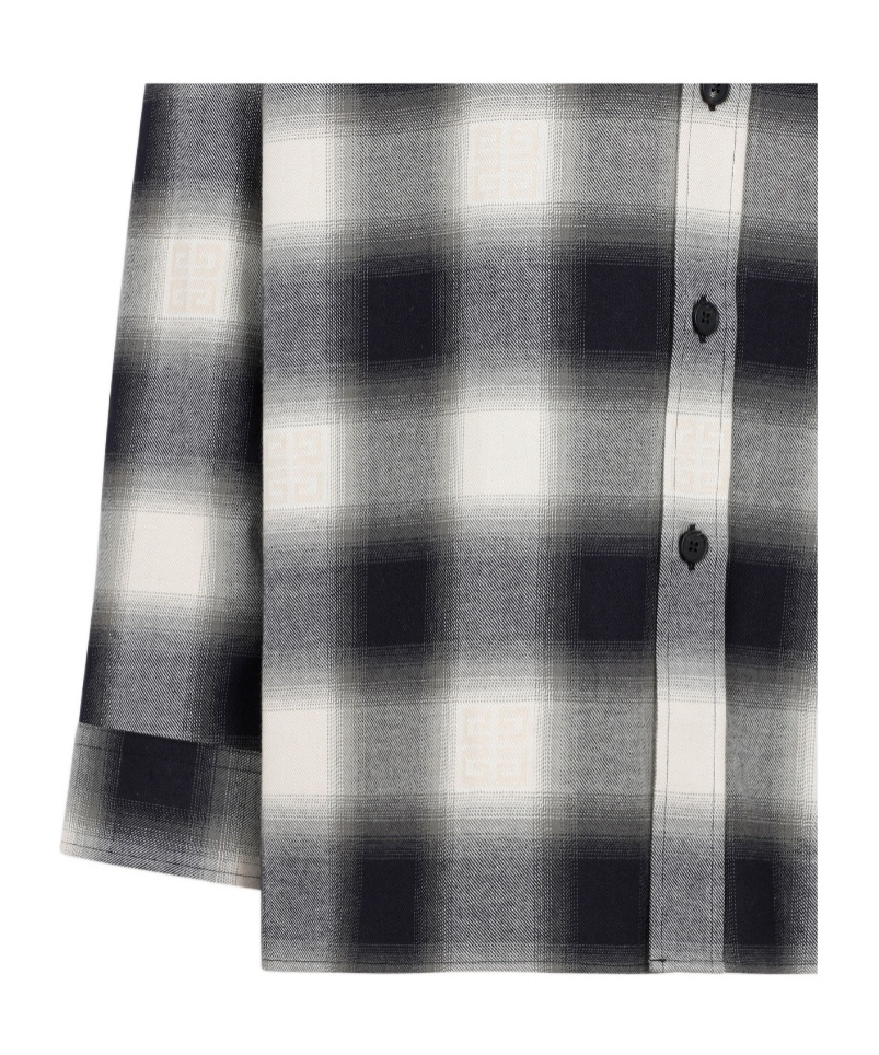 Givenchy Hooded Checked Shirt In Gray