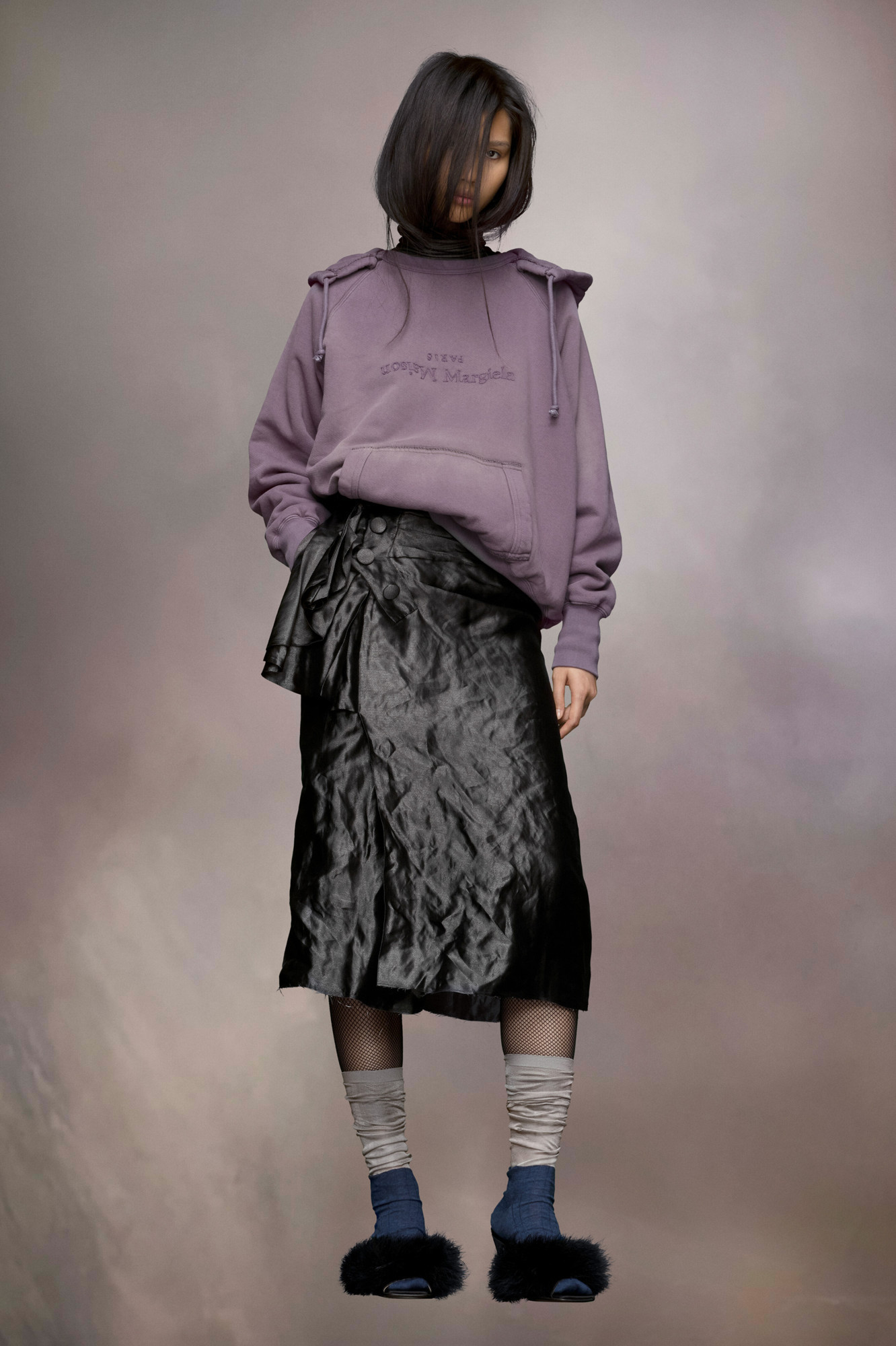 Maison Margiela Reverse-logo Cotton Hoodie In Purple