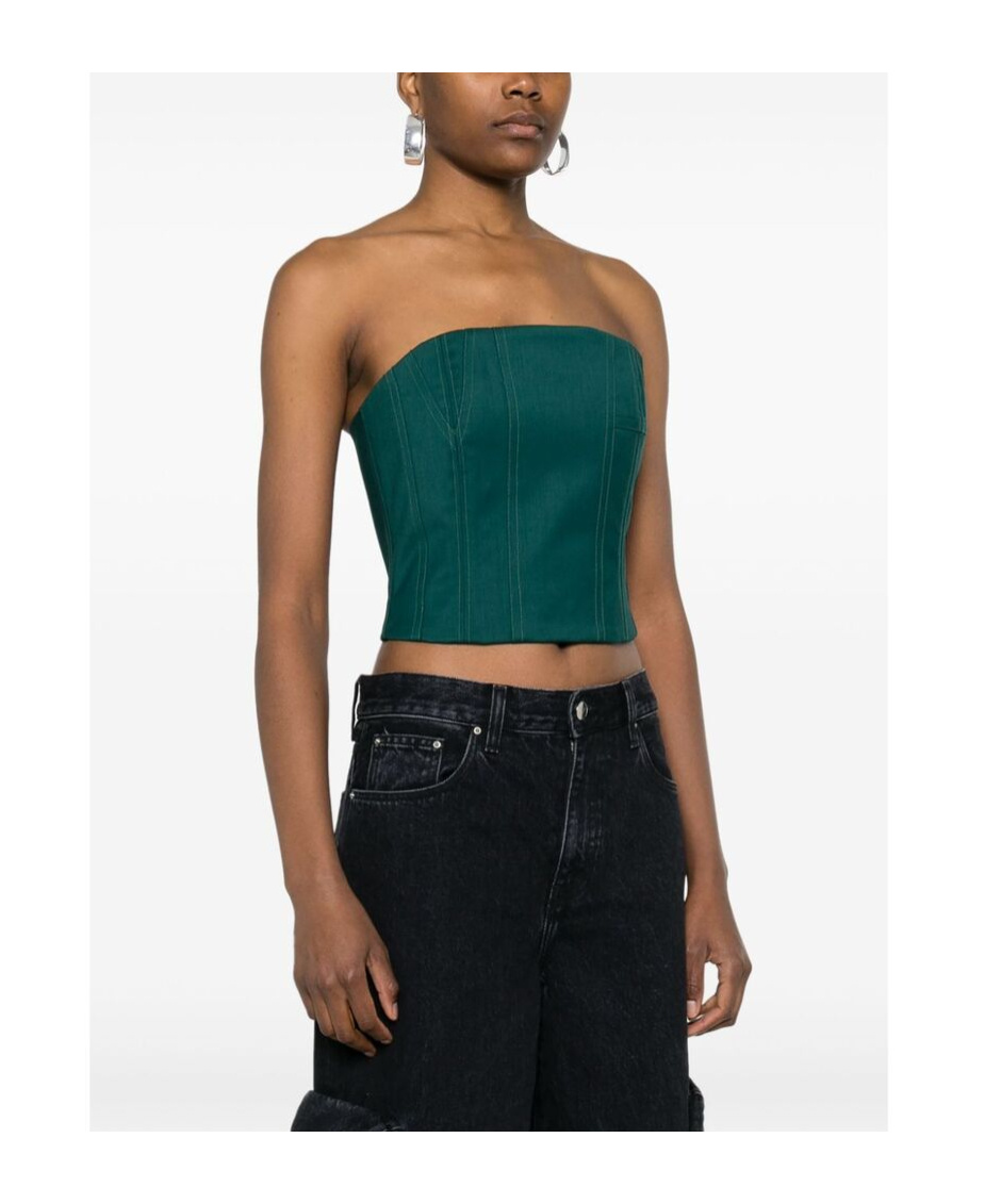 Amiri Strapless Bustier Top In Blue