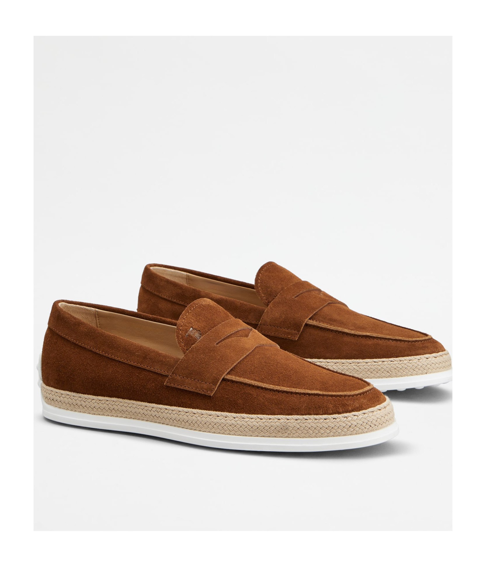 Tod's Suede Loafers With Round Toe And Rubber Sole In Brown